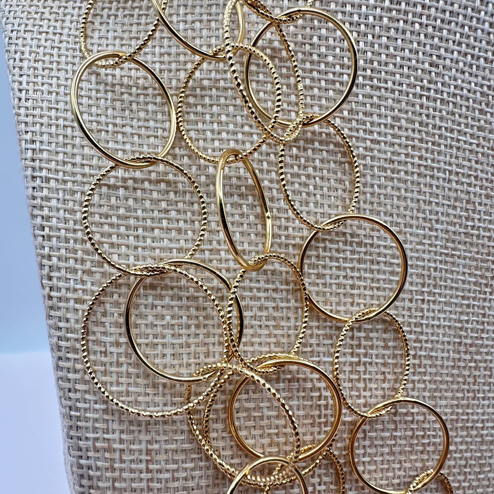 VTG Y2K Gold Tone Multi Strand Interlocking Circle Statement Necklace Jewelry - Thumbnail 3