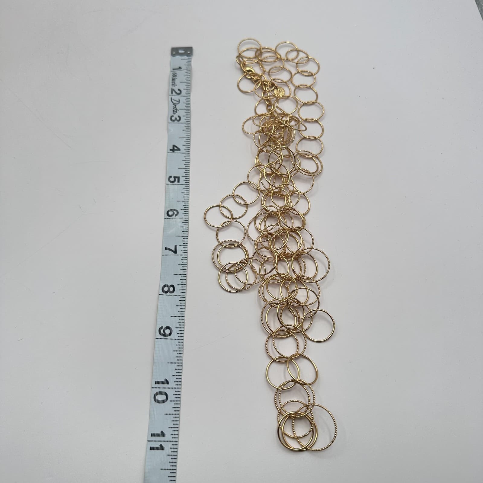 VTG Y2K Gold Tone Multi Strand Interlocking Circle Statement Necklace Jewelry - Thumbnail 9