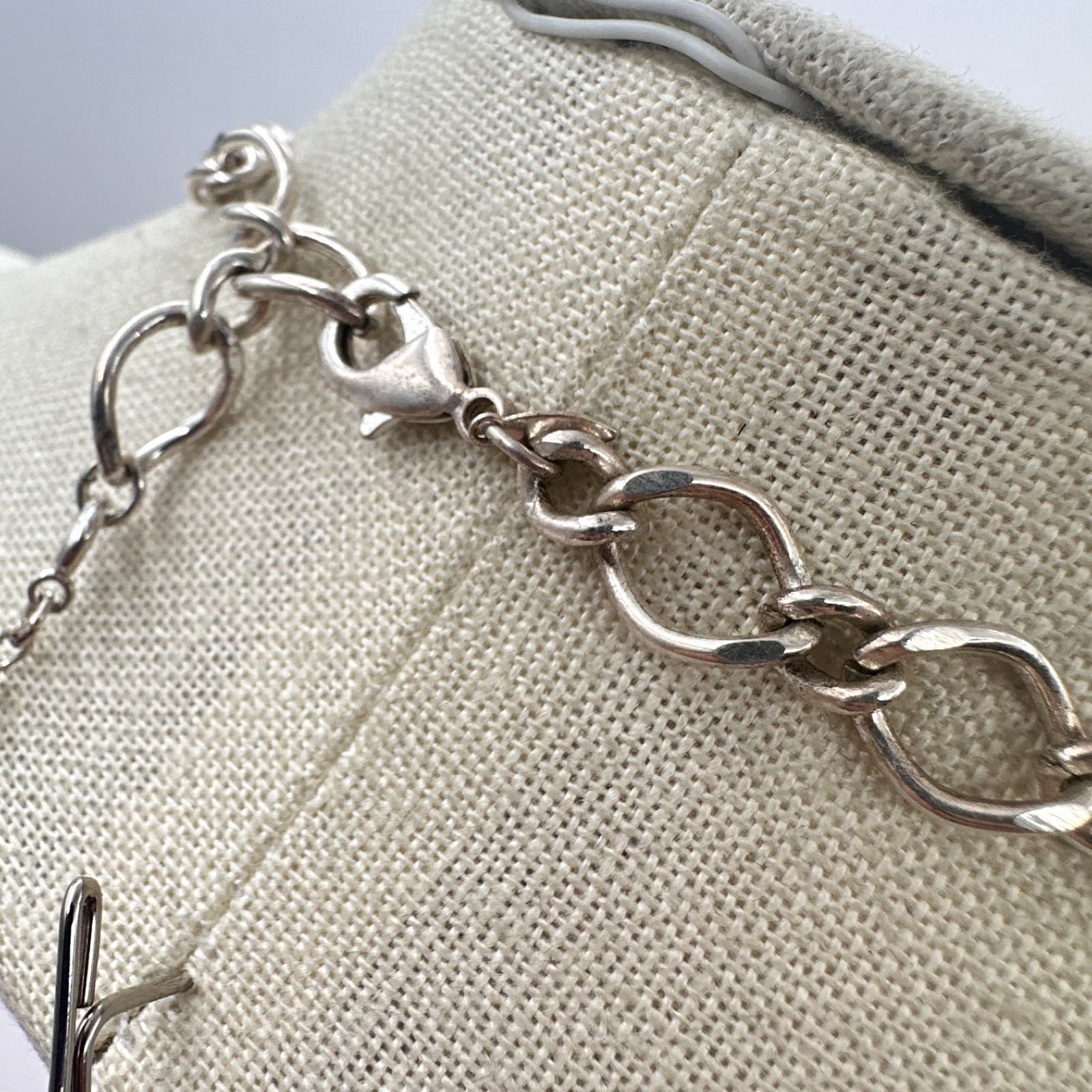 Vintage Y2K Silver Tone Statement Necklace Geometric Cutout Rhinestones Jewelry - Thumbnail 7