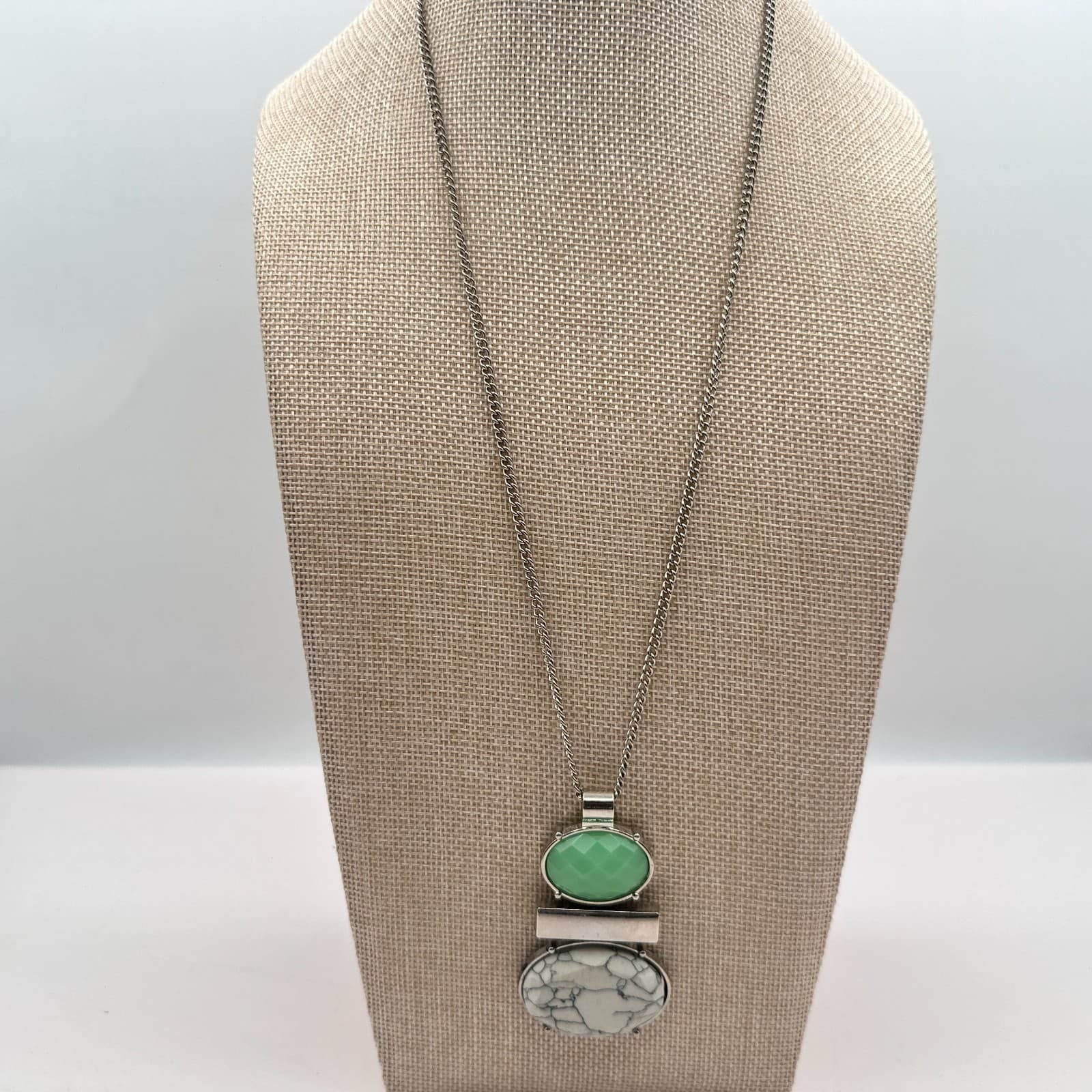 Vintage 90s Silver Tone Pendant Necklace Statement Women's Classic Fashion Boho - Thumbnail 2