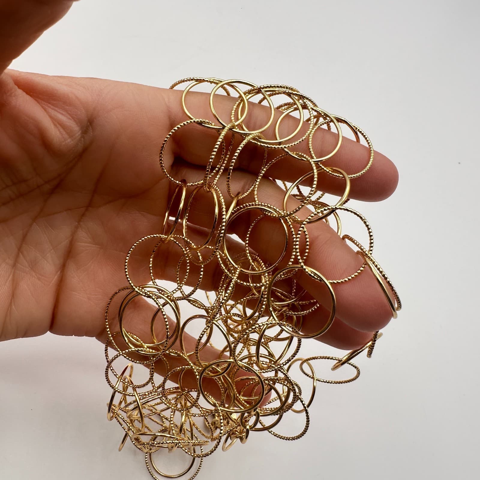 VTG Y2K Gold Tone Multi Strand Interlocking Circle Statement Necklace Jewelry - Thumbnail 7