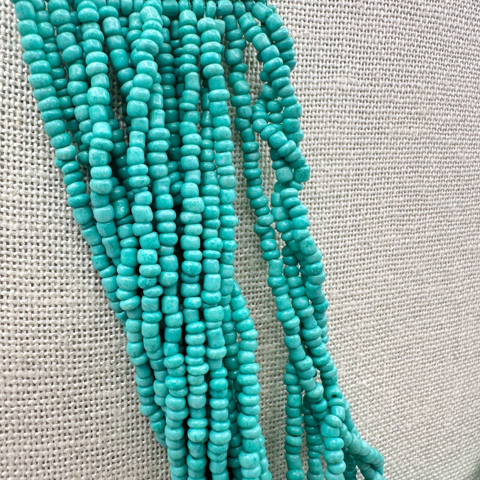 Vintage Y2K Turquoise Seed Beaded Multi Strand Necklace Boho Women's Jewelry - Thumbnail 5