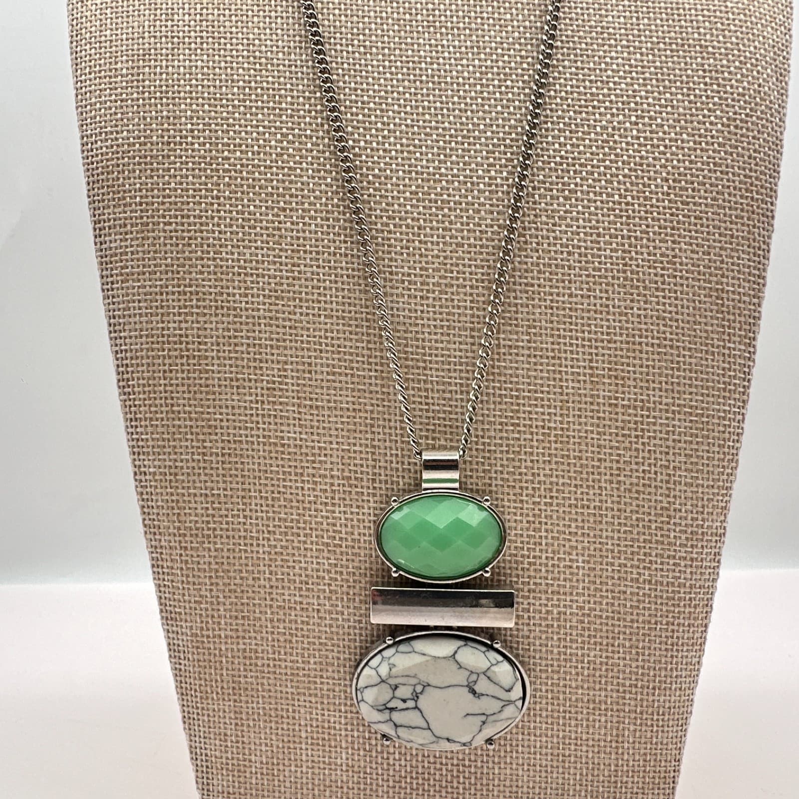 Vintage 90s Silver Tone Pendant Necklace Statement Women's Classic Fashion Boho - Thumbnail 3