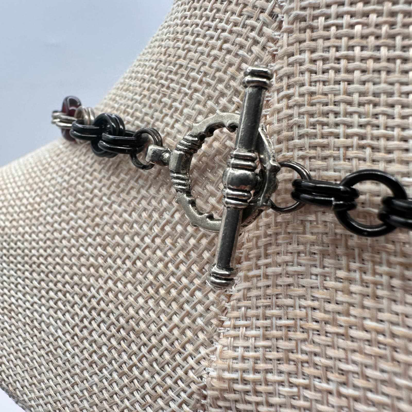 Vintage 90s Mixed Media Necklace Silver Tone Boho Goth Fashion Women's Jewelry - Thumbnail 6