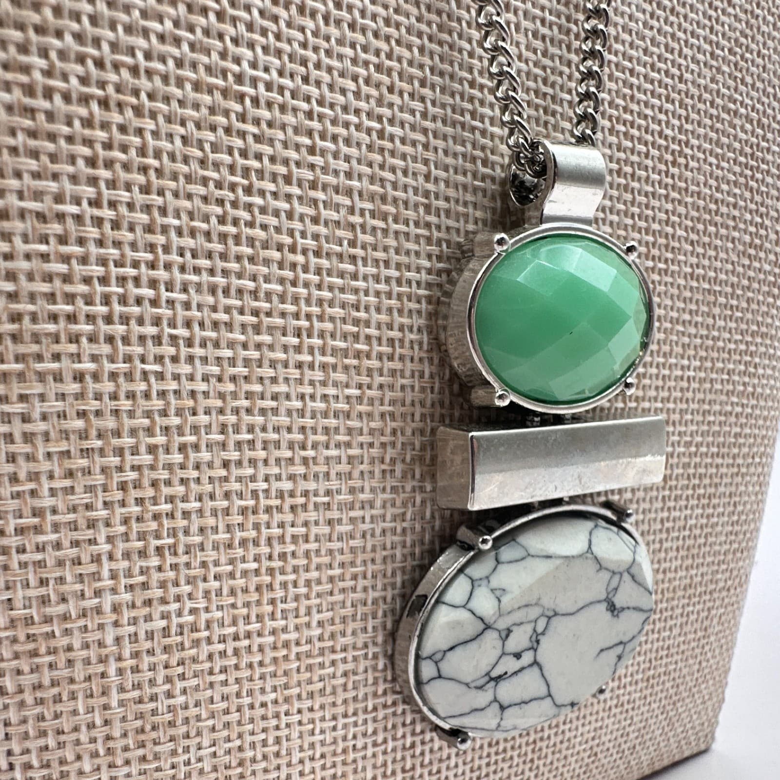 Vintage 90s Silver Tone Pendant Necklace Statement Women's Classic Fashion Boho - Thumbnail 6
