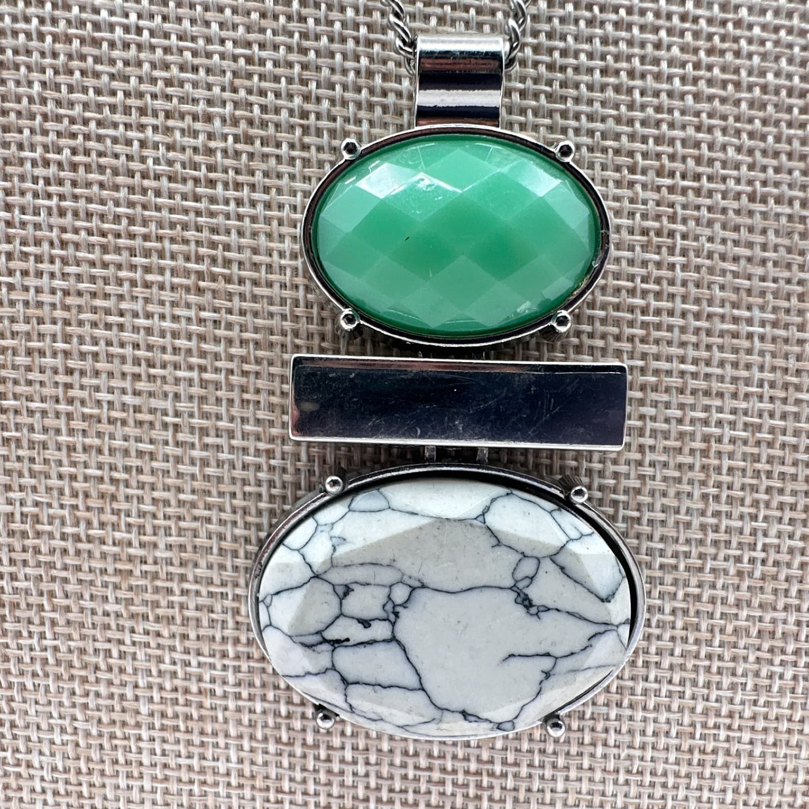 Vintage 90s Silver Tone Pendant Necklace Statement Women's Classic Fashion Boho - Thumbnail 5