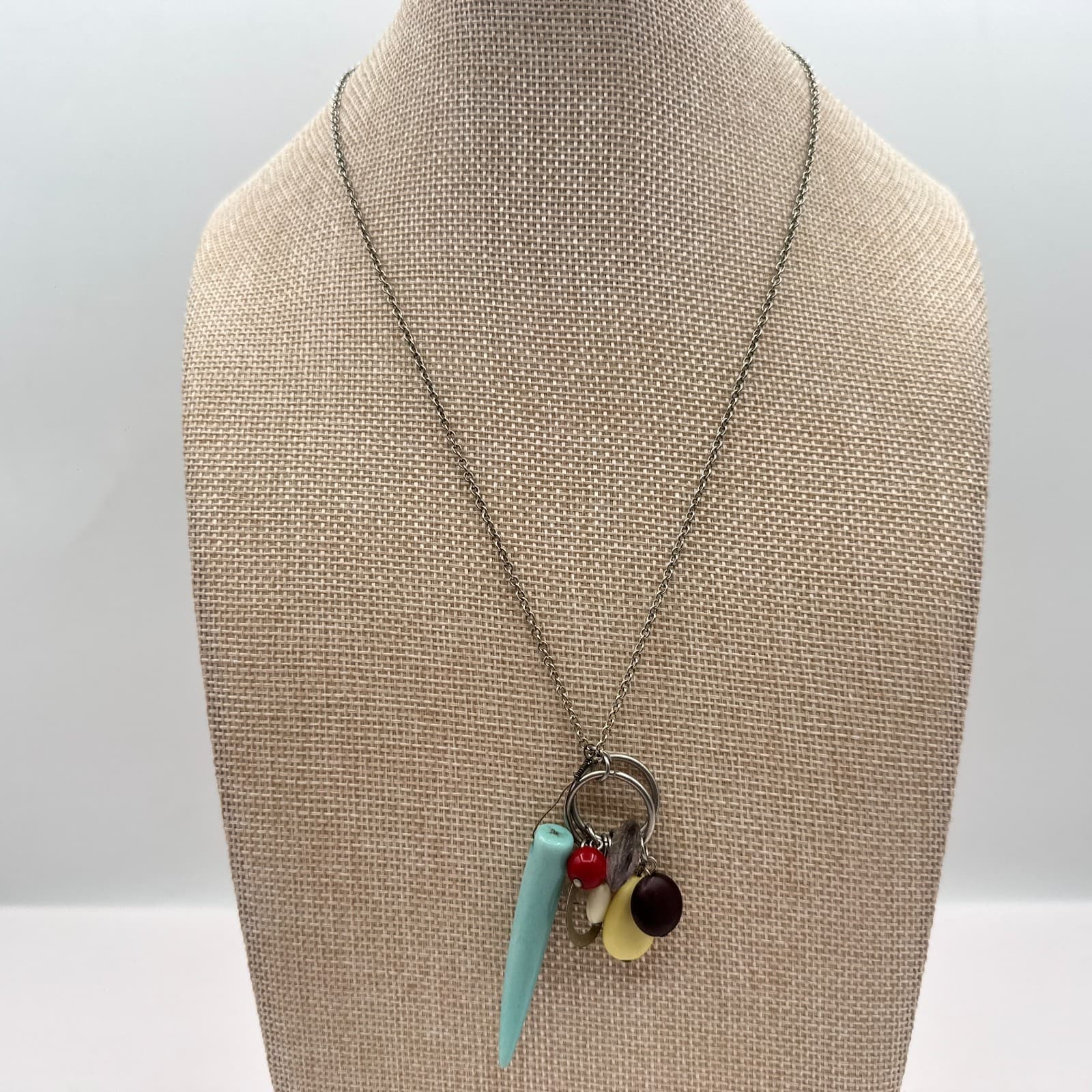 Vintage Y2K Silver Tone Multi Charm Pendant Necklace Classic Fashion Jewelry - Thumbnail 2