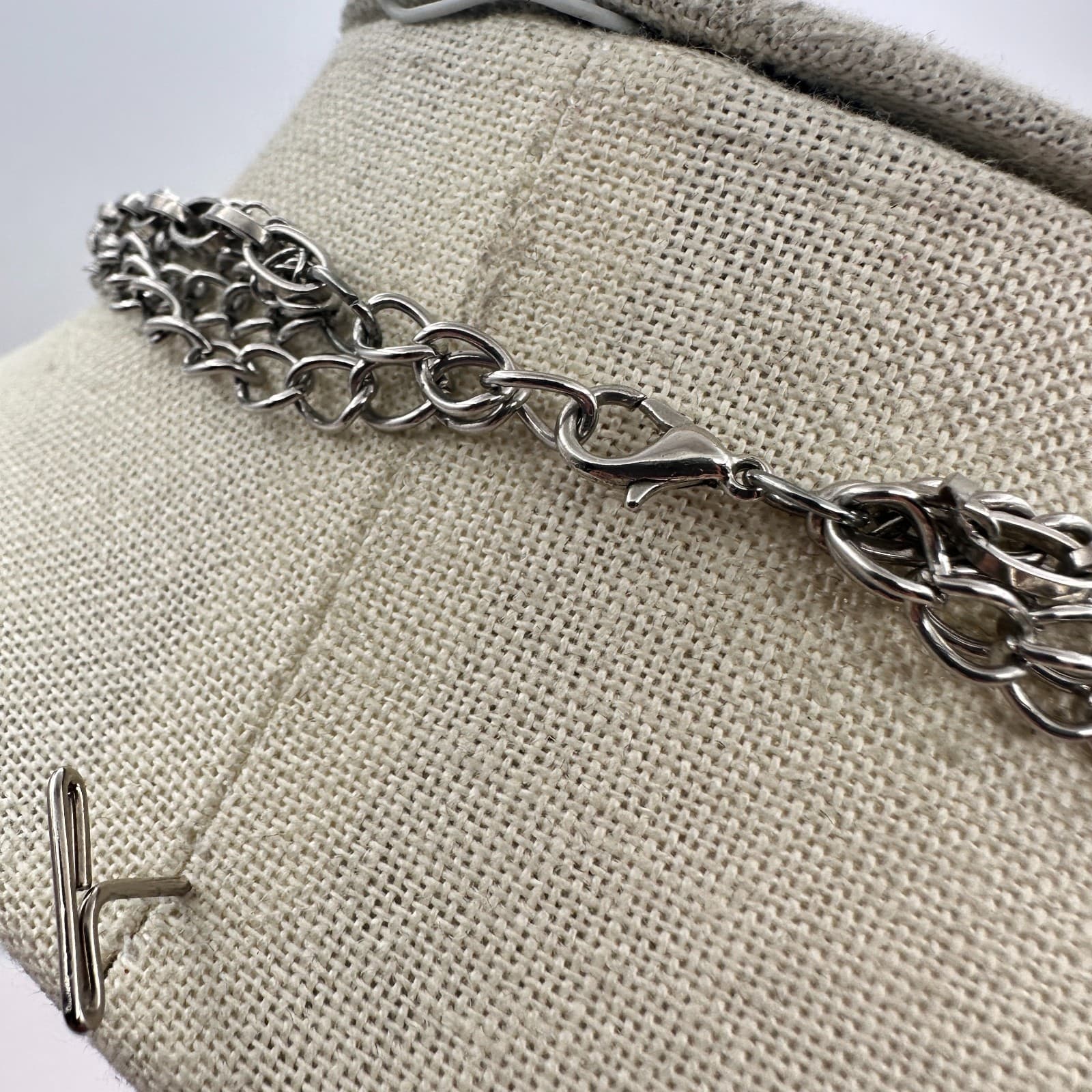 Vintage Y2K Silver Tone Layered Chain Beaded Necklace Women's Classic Jewelry - Thumbnail 6