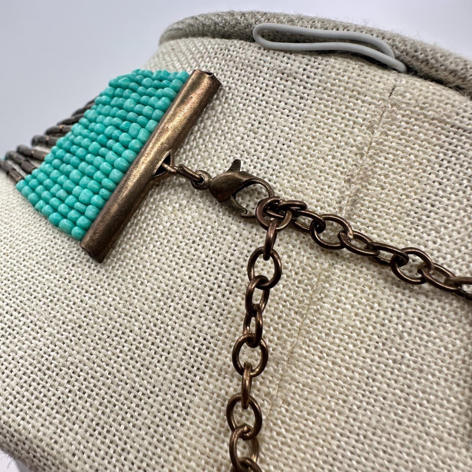 Vintage Y2K Turquoise Seed Beaded Multi Strand Necklace Boho Women's Jewelry - Thumbnail 8