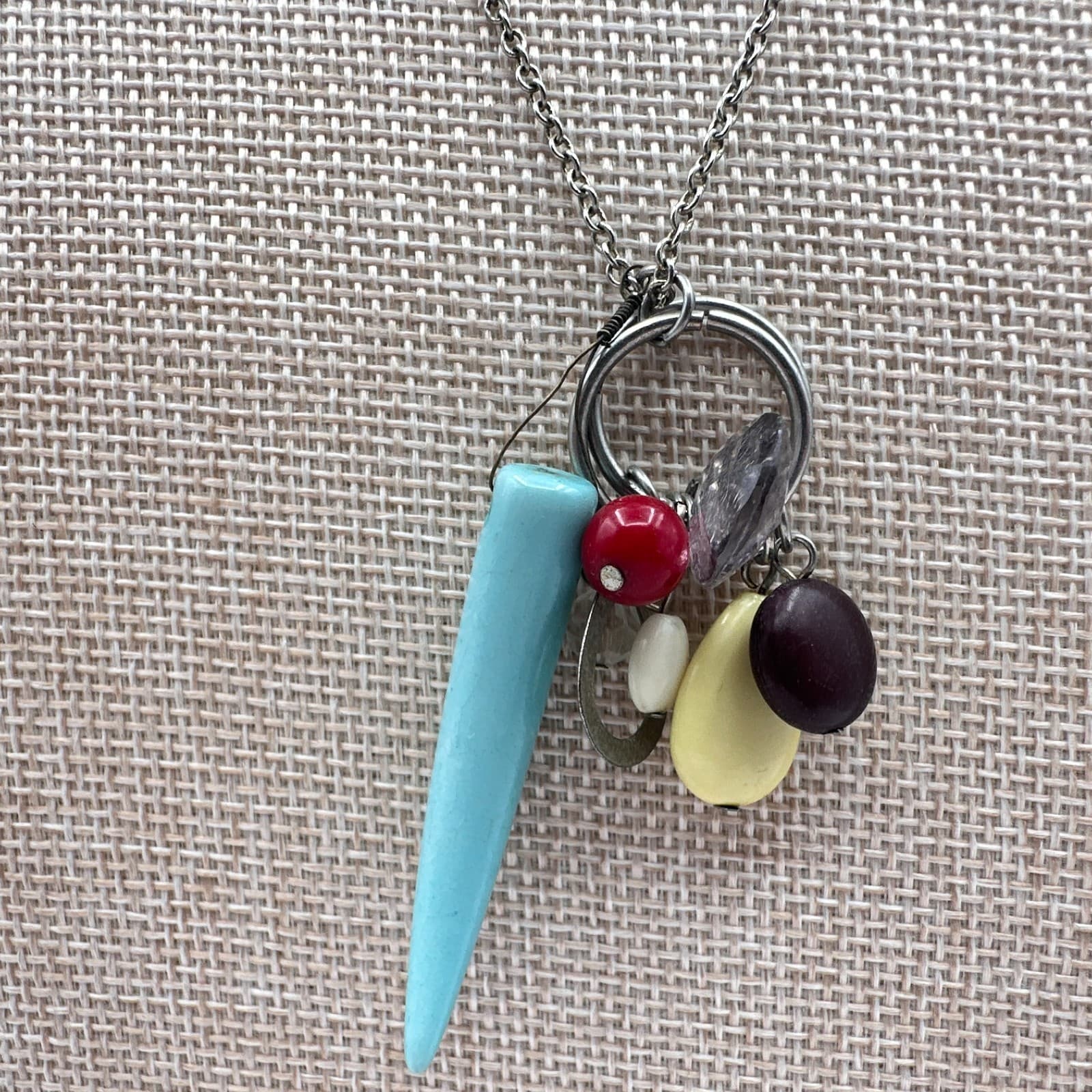 Vintage Y2K Silver Tone Multi Charm Pendant Necklace Classic Fashion Jewelry - Thumbnail 4