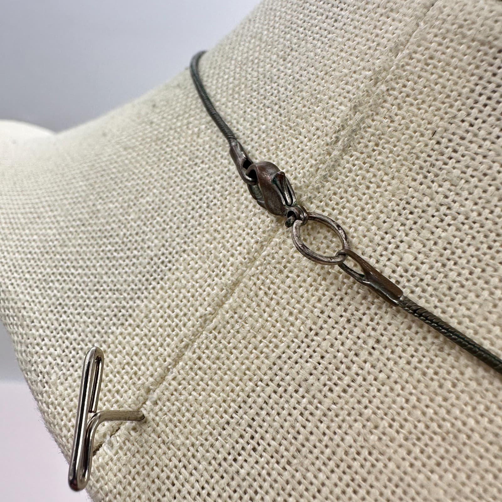 Vintage 60s Necklace Featuring Textured Silver Tone Ring Charm Dangle Jewelry - Thumbnail 7