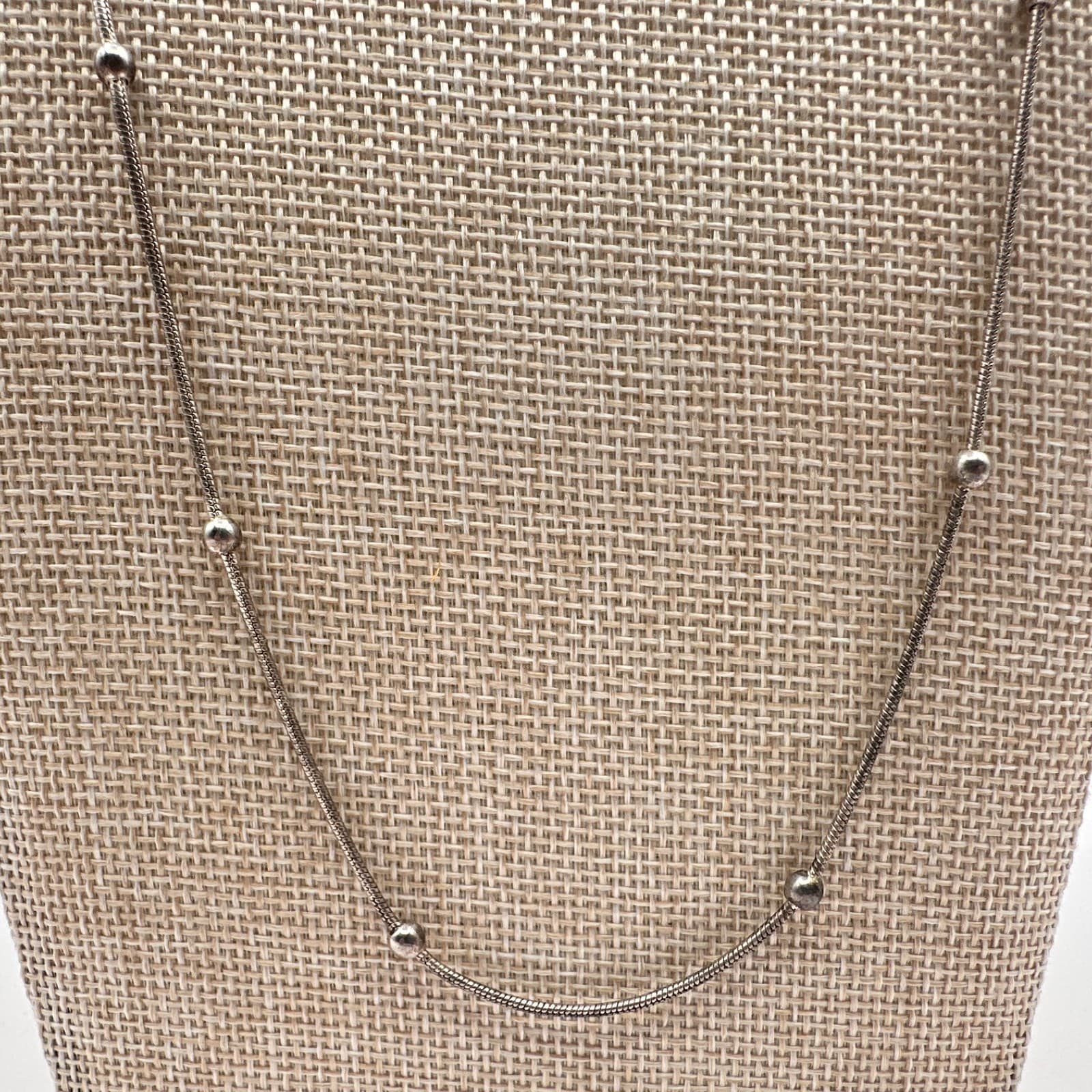 Vintage 90s Silver Tone Rope Chain Station Necklace Retro Women's Jewelry - Thumbnail 3