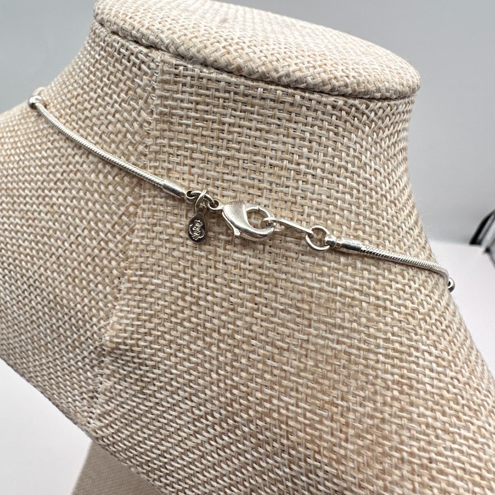 Vintage 90s Silver Tone Rope Chain Station Necklace Retro Women's Jewelry - Thumbnail 8