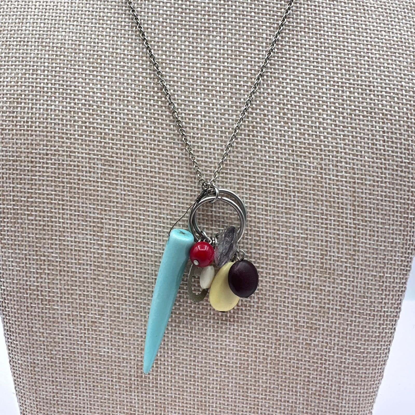 Vintage Y2K Silver Tone Multi Charm Pendant Necklace Classic Fashion Jewelry - Thumbnail 5