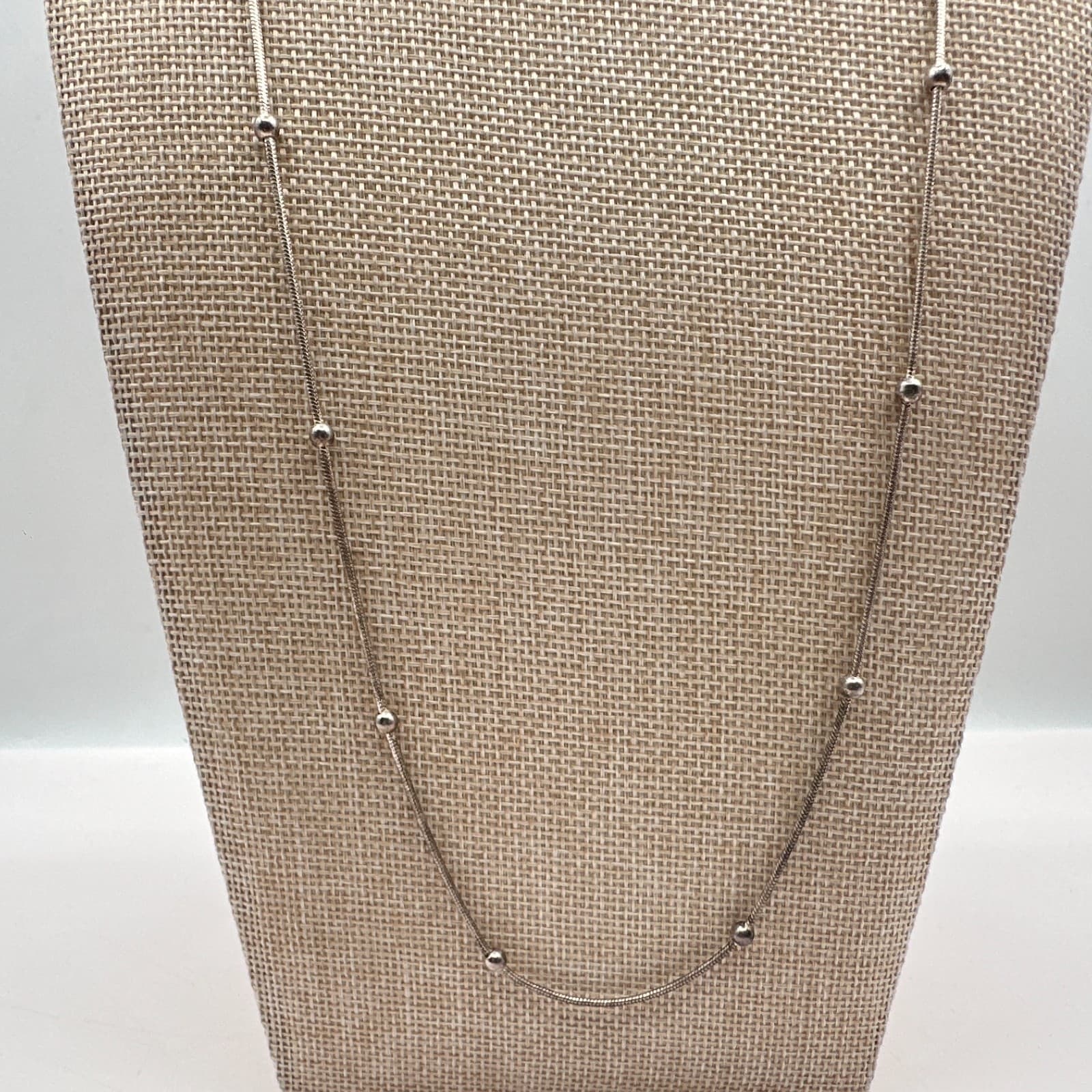 Vintage 90s Silver Tone Rope Chain Station Necklace Retro Women's Jewelry - Thumbnail 4