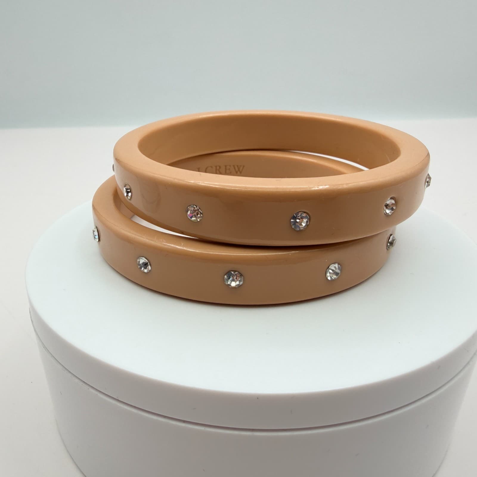 Vintage Y2K J.Crew Rhinestone Brown Bangle Bracelet Set Women's Classic Jewelry - Thumbnail 2