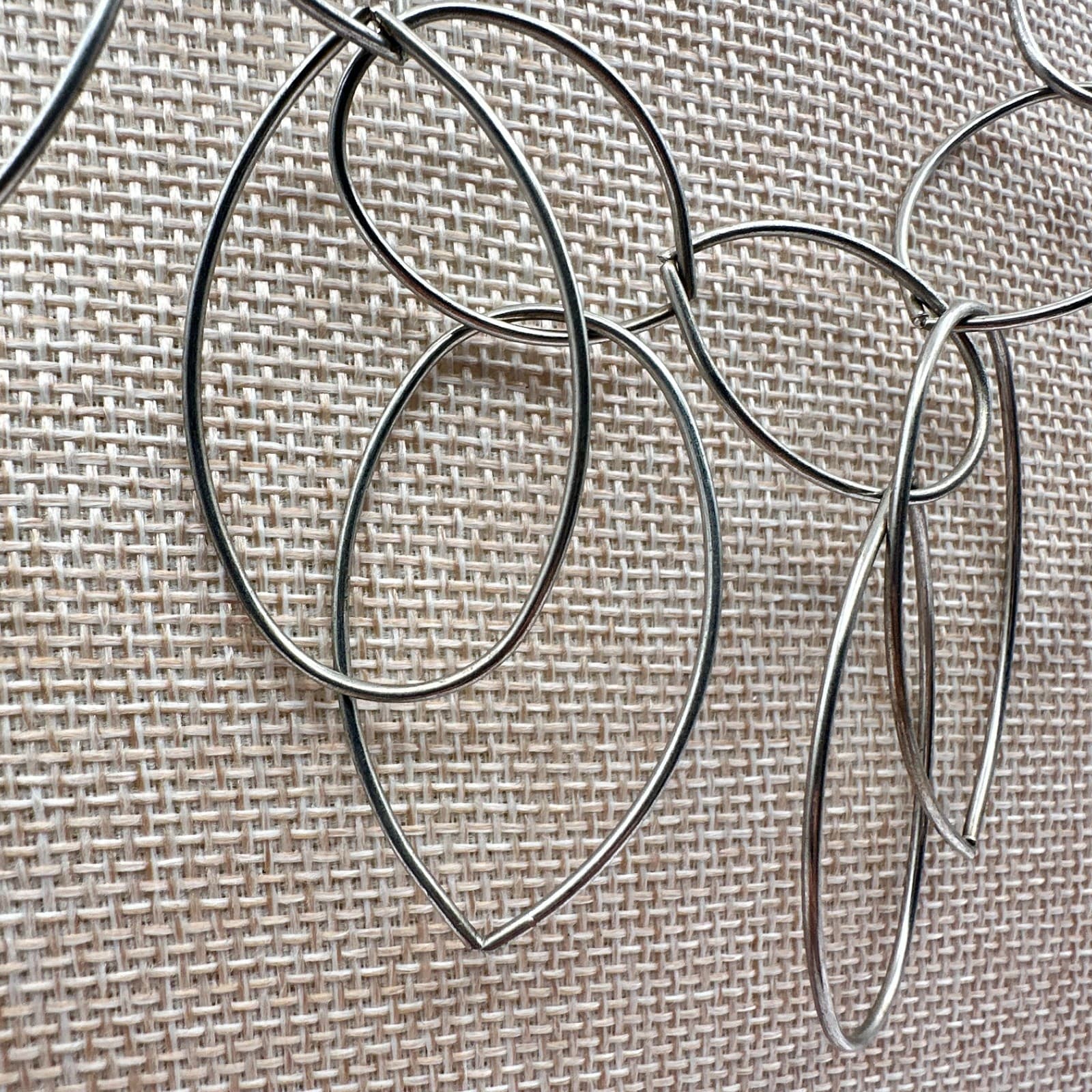 Vintage 90s Silver Tone Link Bib Statement Necklace Women's Classic Jewelry - Thumbnail 6