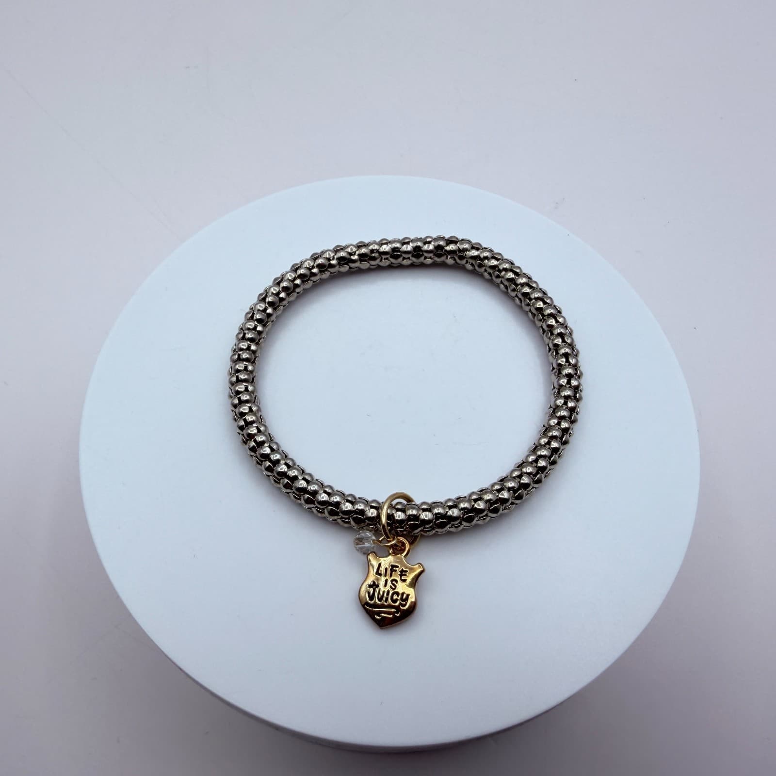 Vintage 90s Silver Tone Life is Juicy Charm Bracelet Women's Classic Jewelry - Thumbnail 6