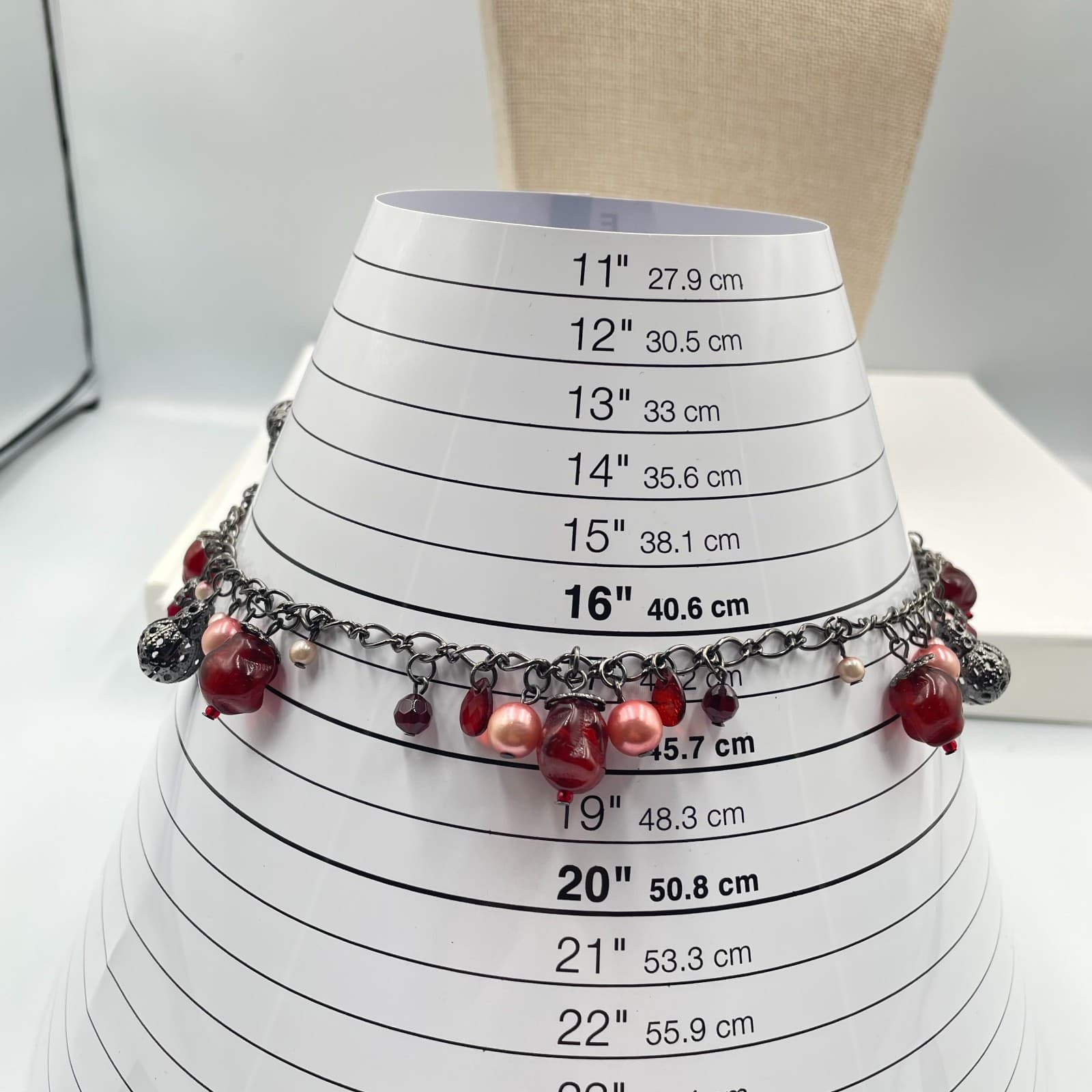 Gunmetal-Tone Chain Filigree Cage Mother Of Pearls Beaded Cluster Charm Necklace - Thumbnail 7