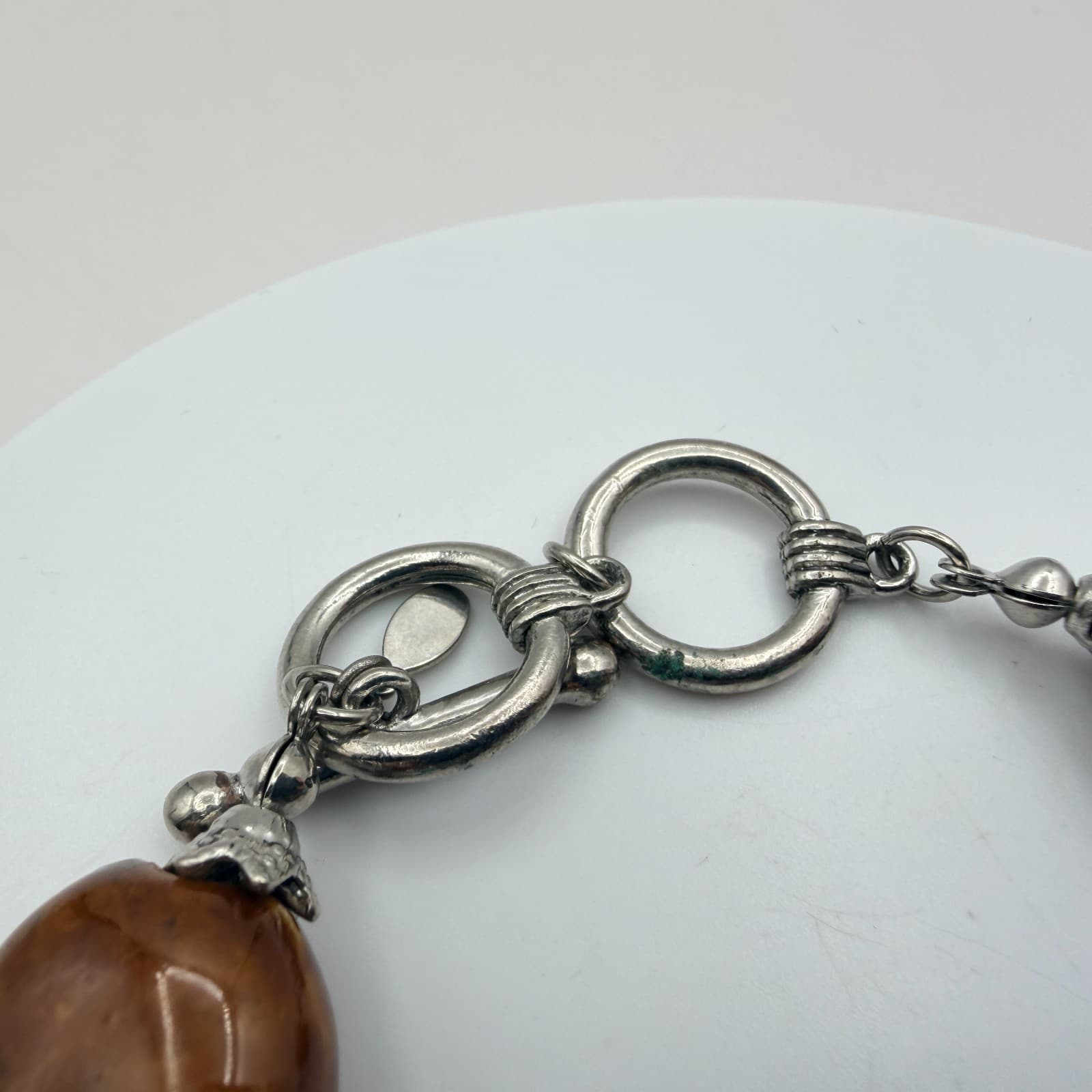 Vintage Y2K Silver Tone Turquoise Beaded Bracelet Boho Women's Classic Jewelry - Thumbnail 7