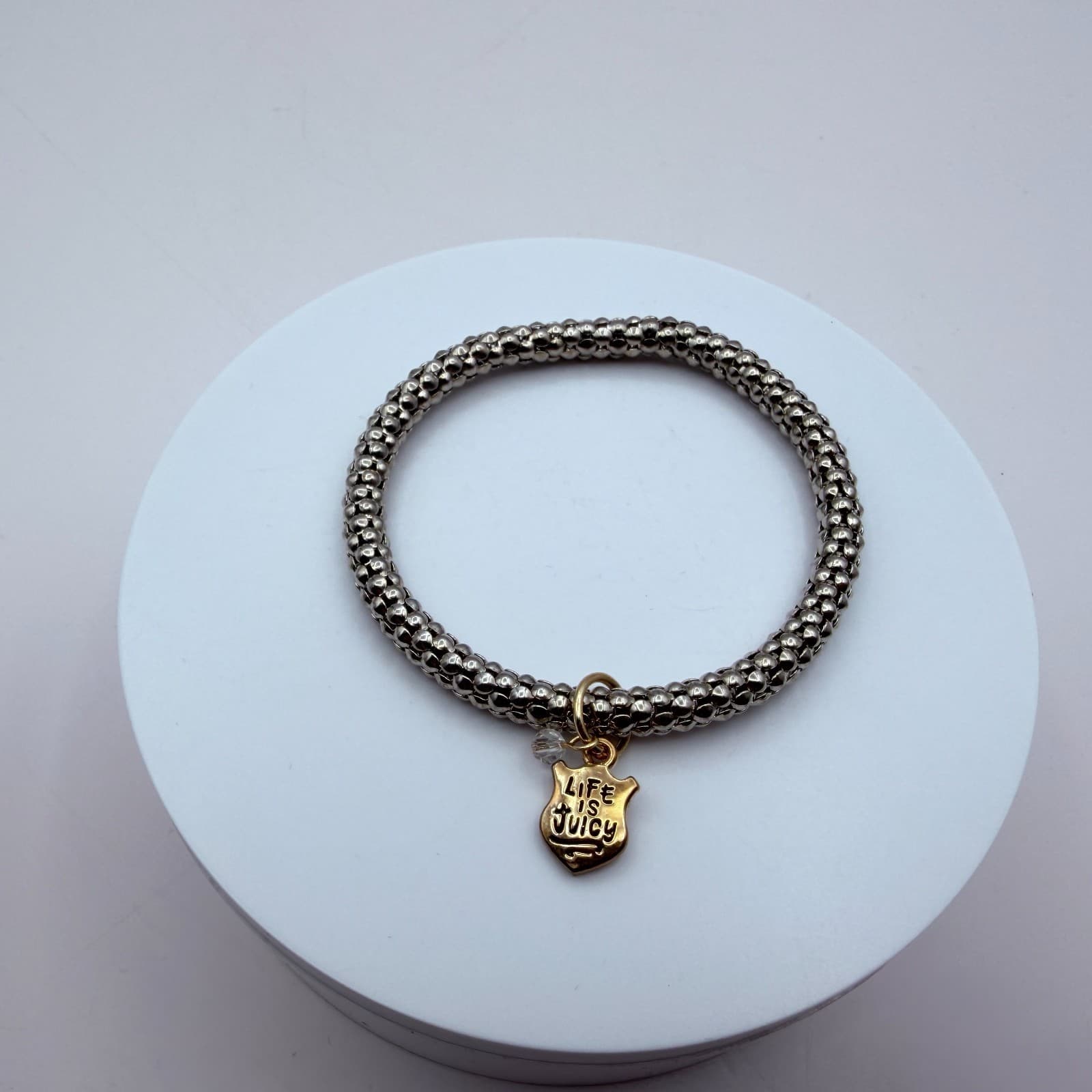 Vintage 90s Silver Tone Life is Juicy Charm Bracelet Women's Classic Jewelry - Thumbnail 3