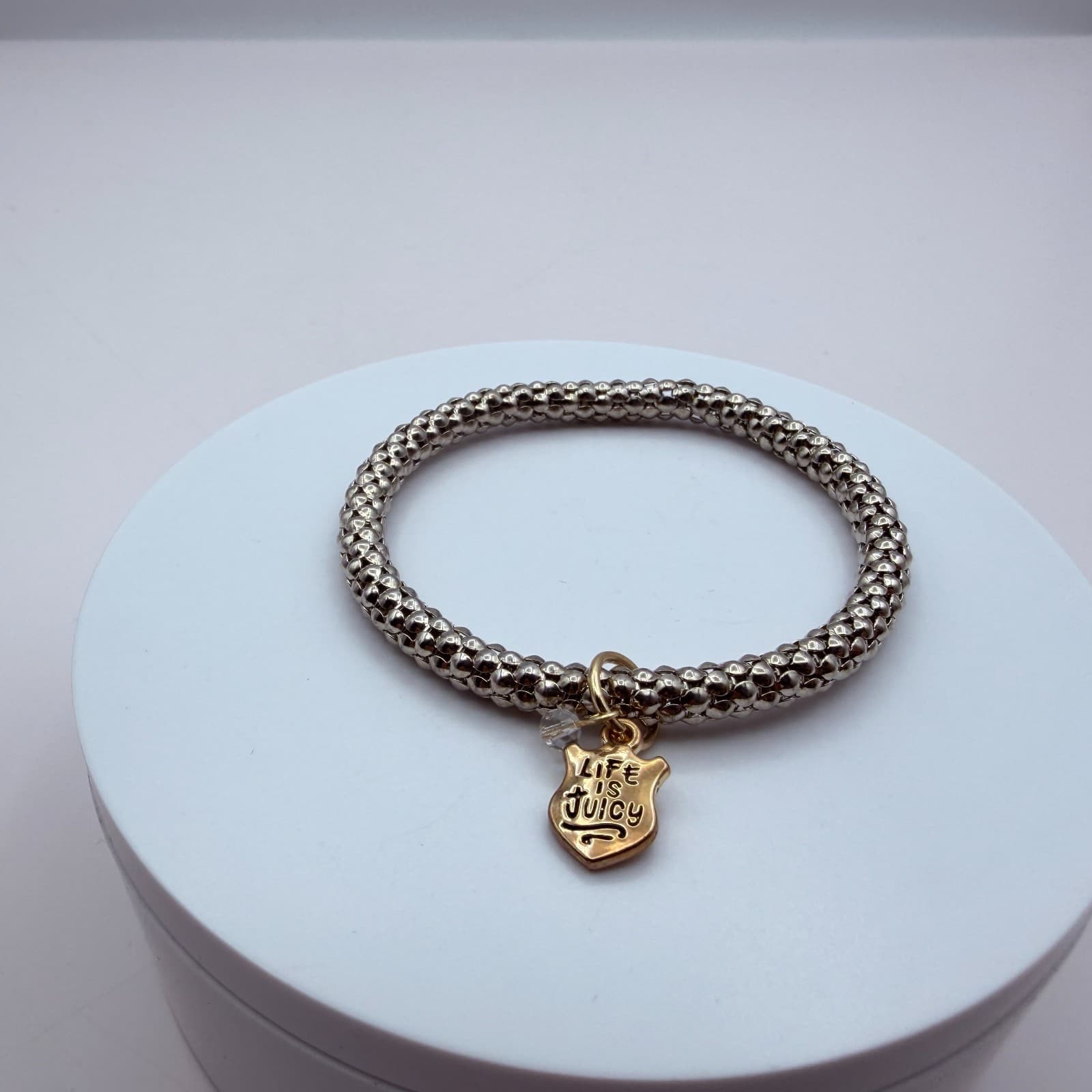 Vintage 90s Silver Tone Life is Juicy Charm Bracelet Women's Classic Jewelry - Thumbnail 2