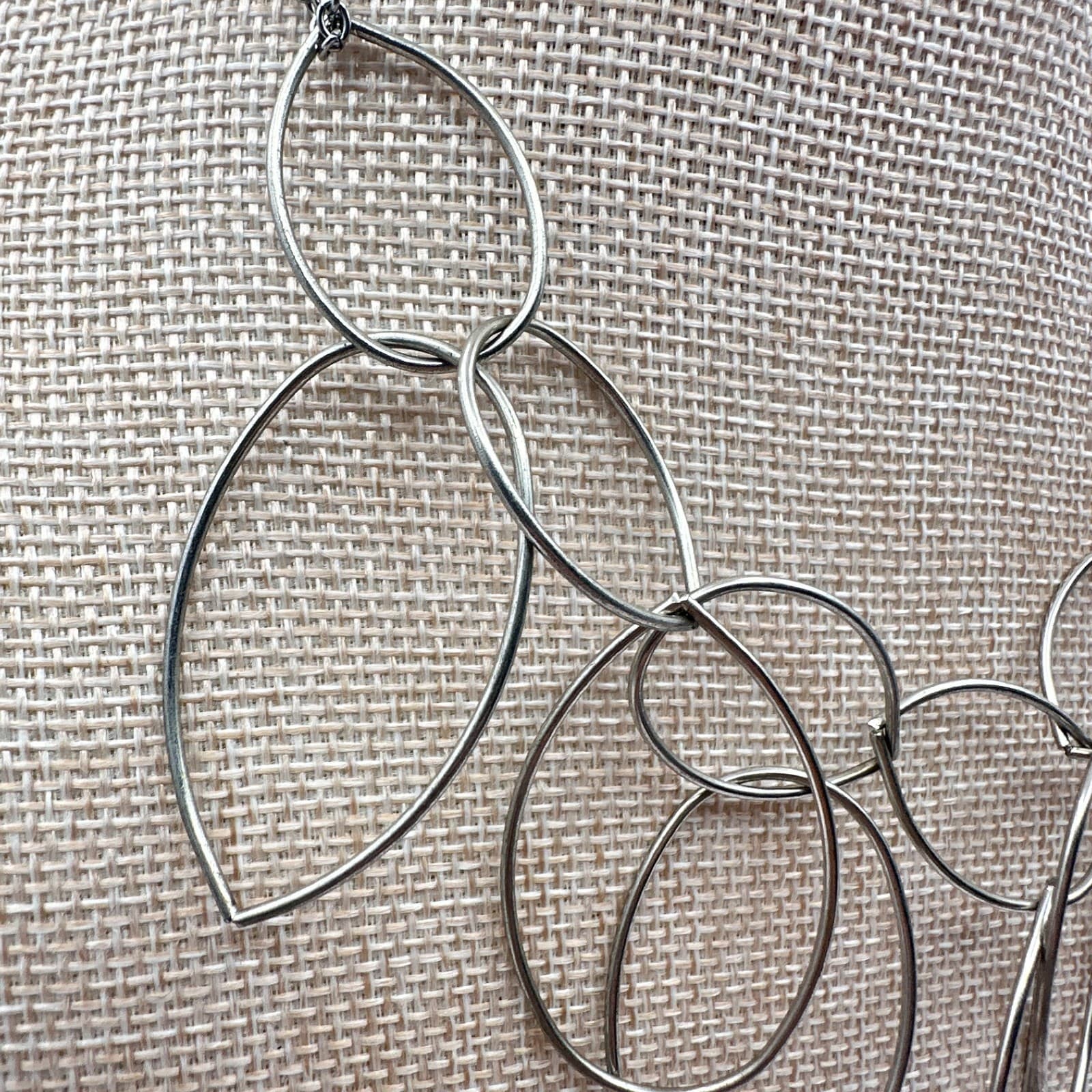 Vintage 90s Silver Tone Link Bib Statement Necklace Women's Classic Jewelry - Thumbnail 5