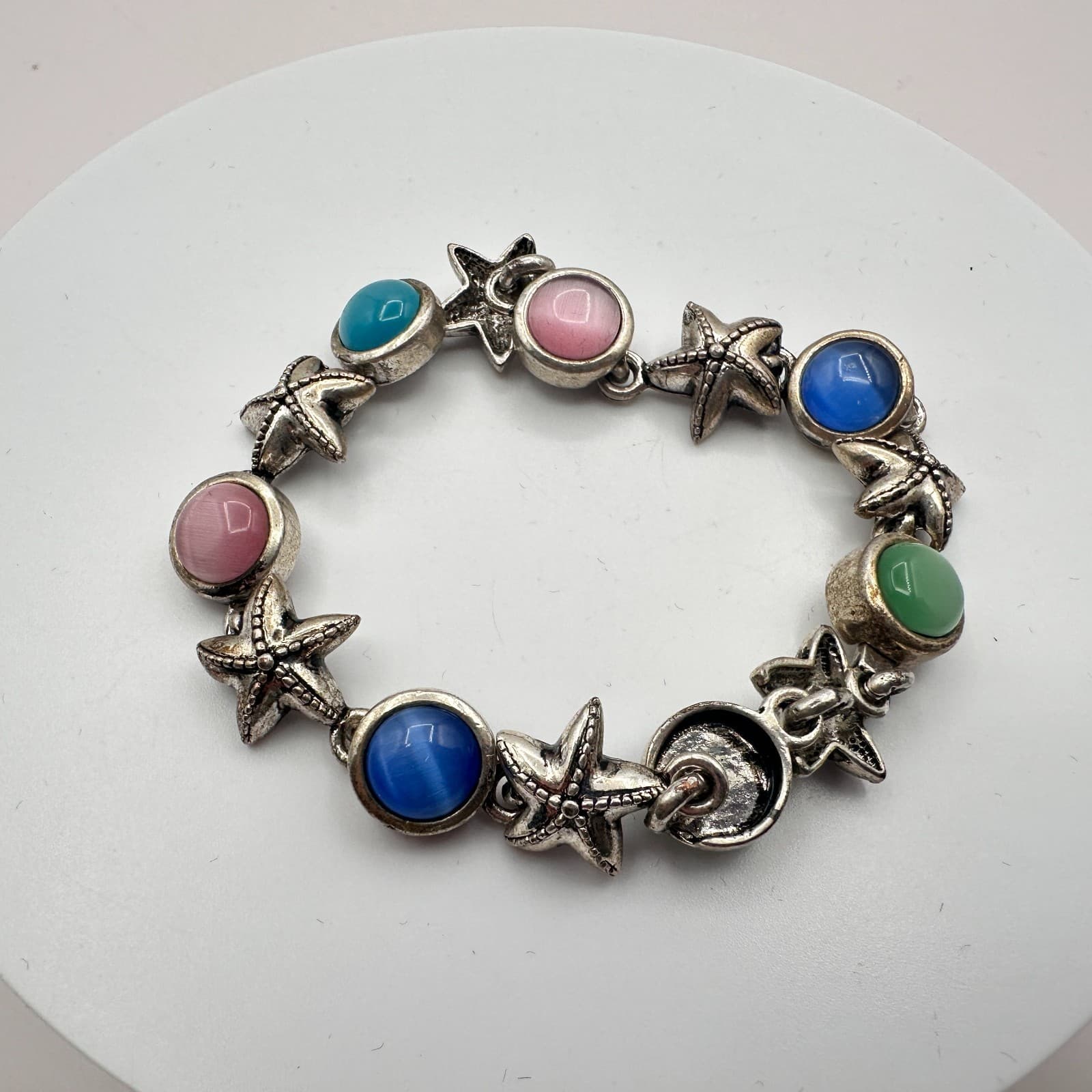 Vintage 90s Nautical Starfish Link Bracelet Women's Classic Fashion Jewelry - Thumbnail 2