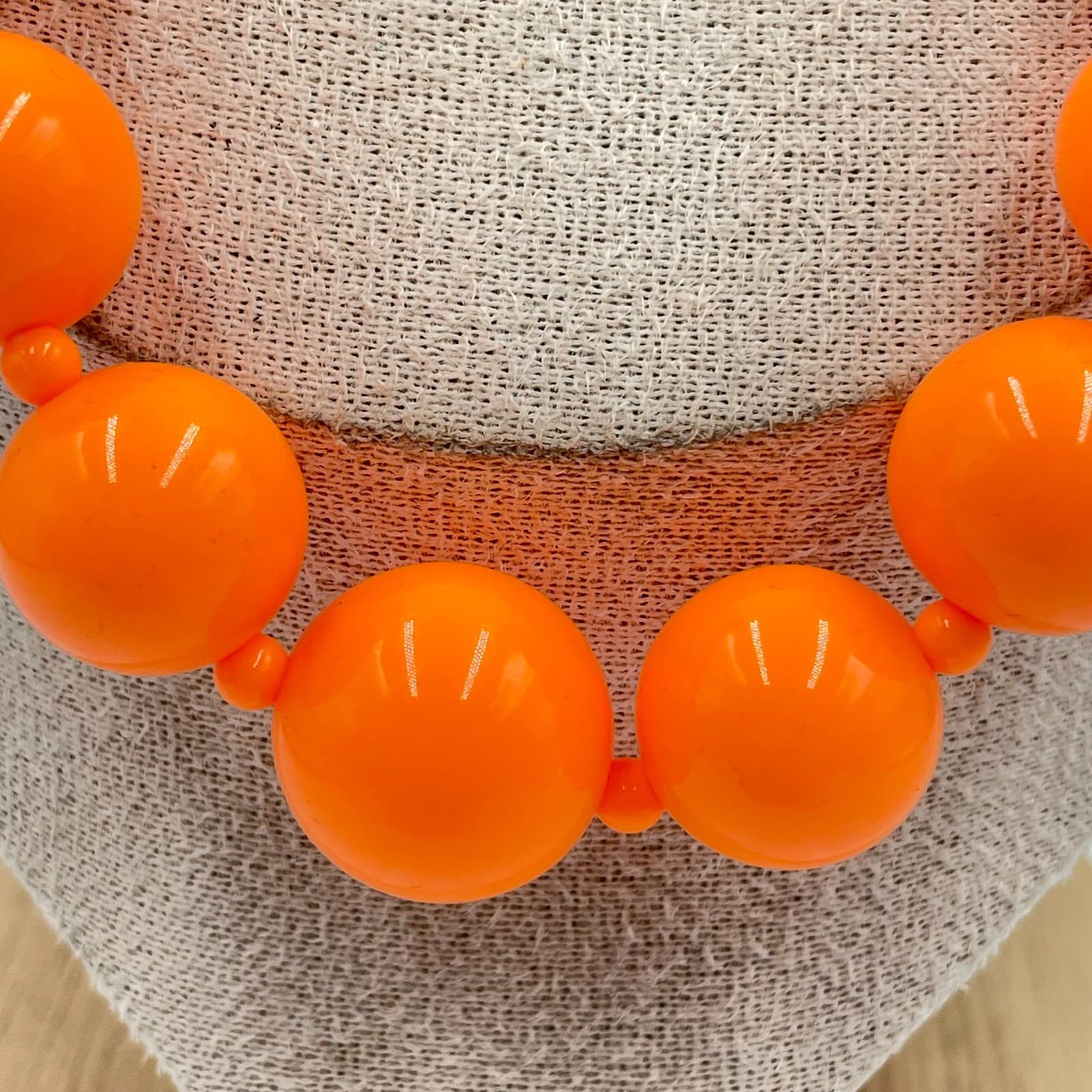 Claire's Silver-Tone Adjustable Neon Orange Graduated Beads Statement Necklace - Thumbnail 3