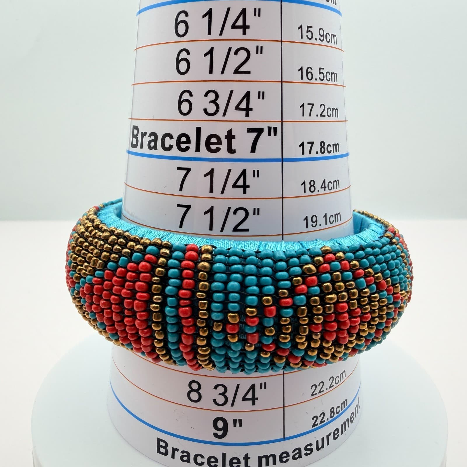 Vintage 90s Bangle Bracelet Seed Beaded Boho Women's Classic Fashion Jewelry - Thumbnail 8