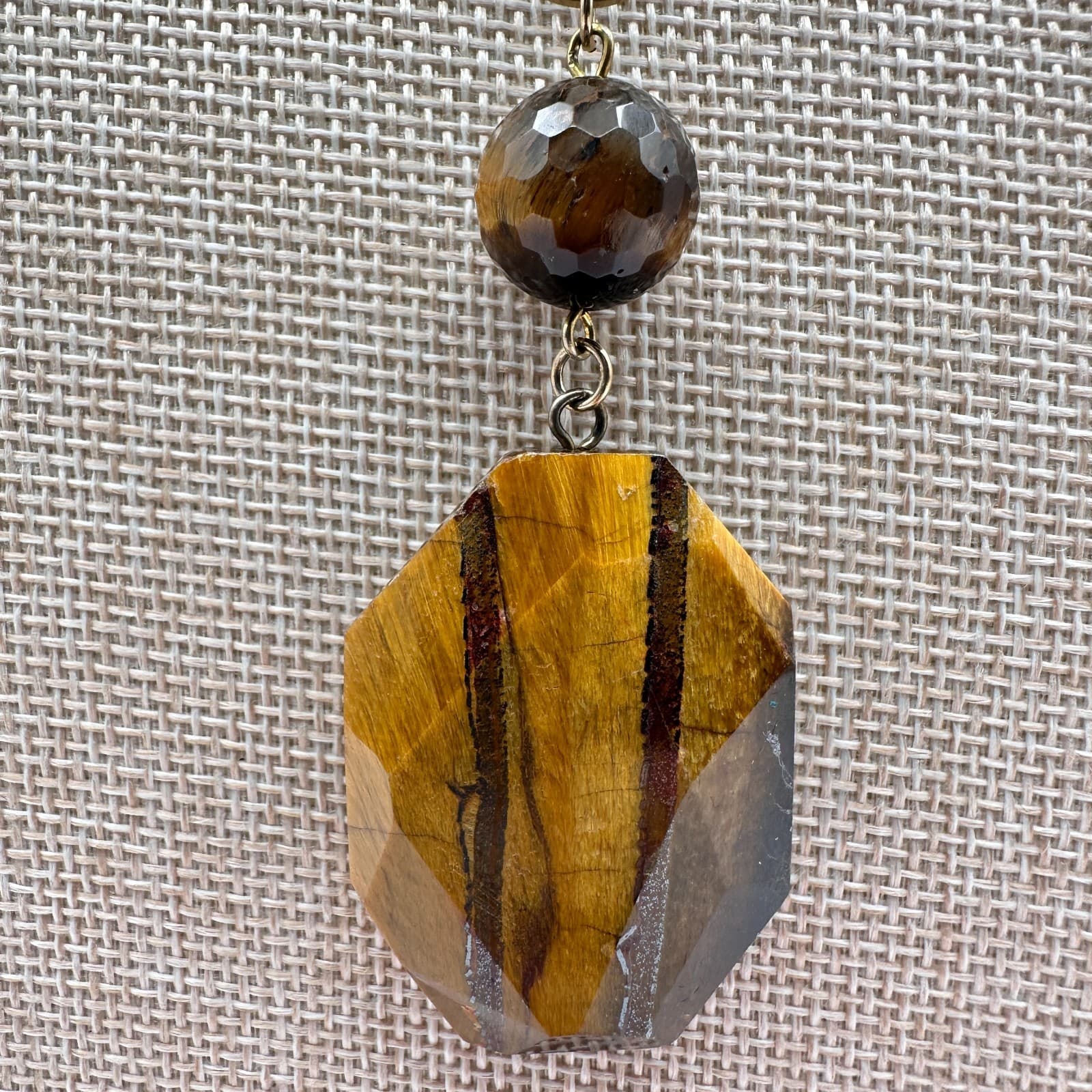 Vintage 90s Turquoise Glass Bead Statement Necklace Boho Fashion Women's Jewelry - Thumbnail 4