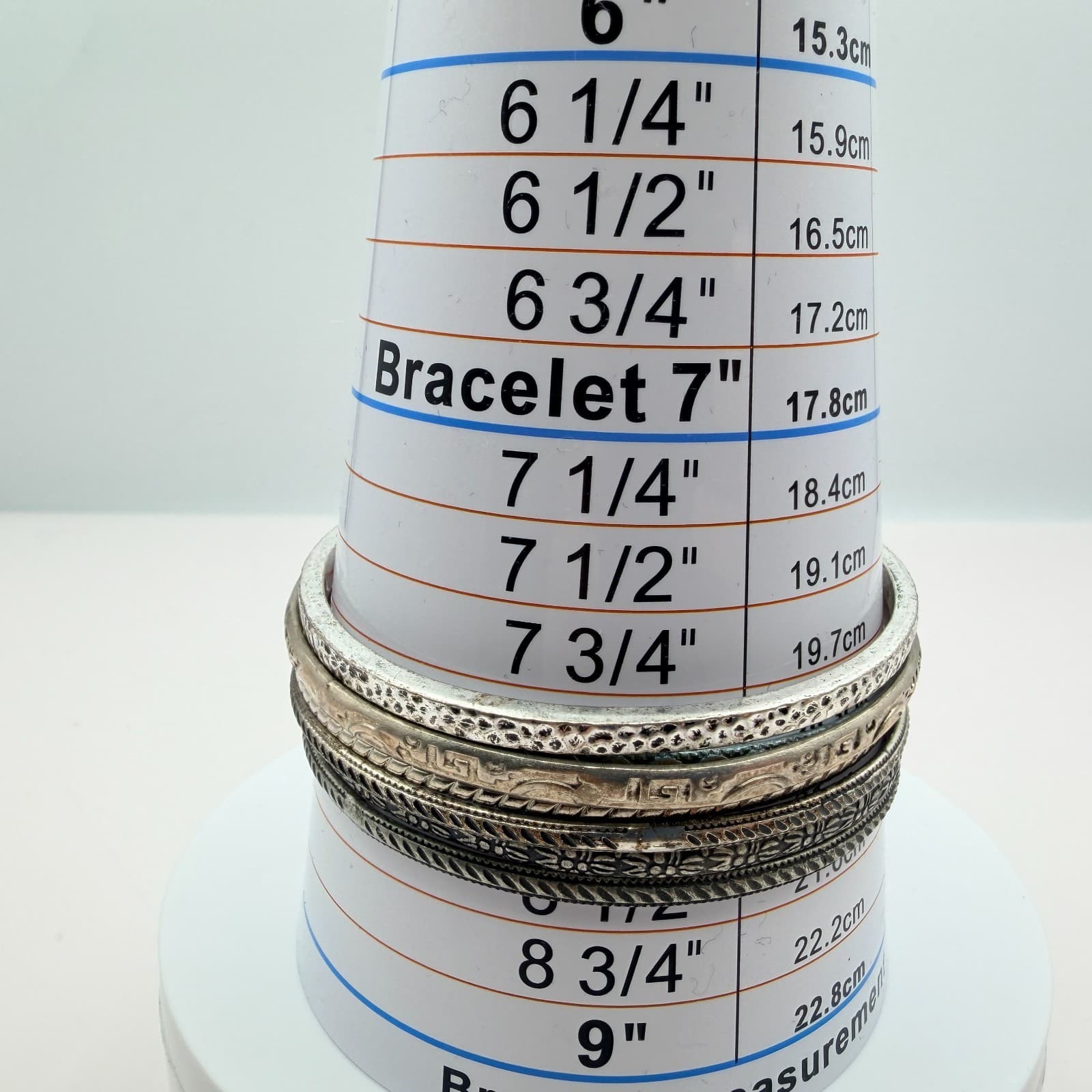 Vintage Y2K Silver Tone Textured Bangle Set Boho Women's Classic Jewelry - Thumbnail 8