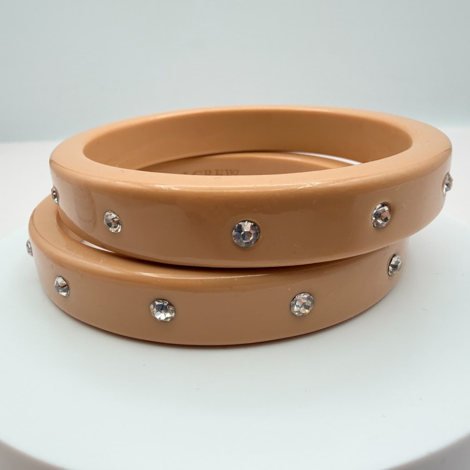 Vintage Y2K J.Crew Rhinestone Brown Bangle Bracelet Set Women's Classic Jewelry - Image 1