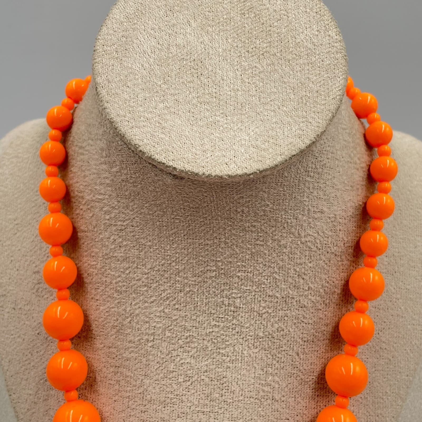 Claire's Silver-Tone Adjustable Neon Orange Graduated Beads Statement Necklace - Thumbnail 2