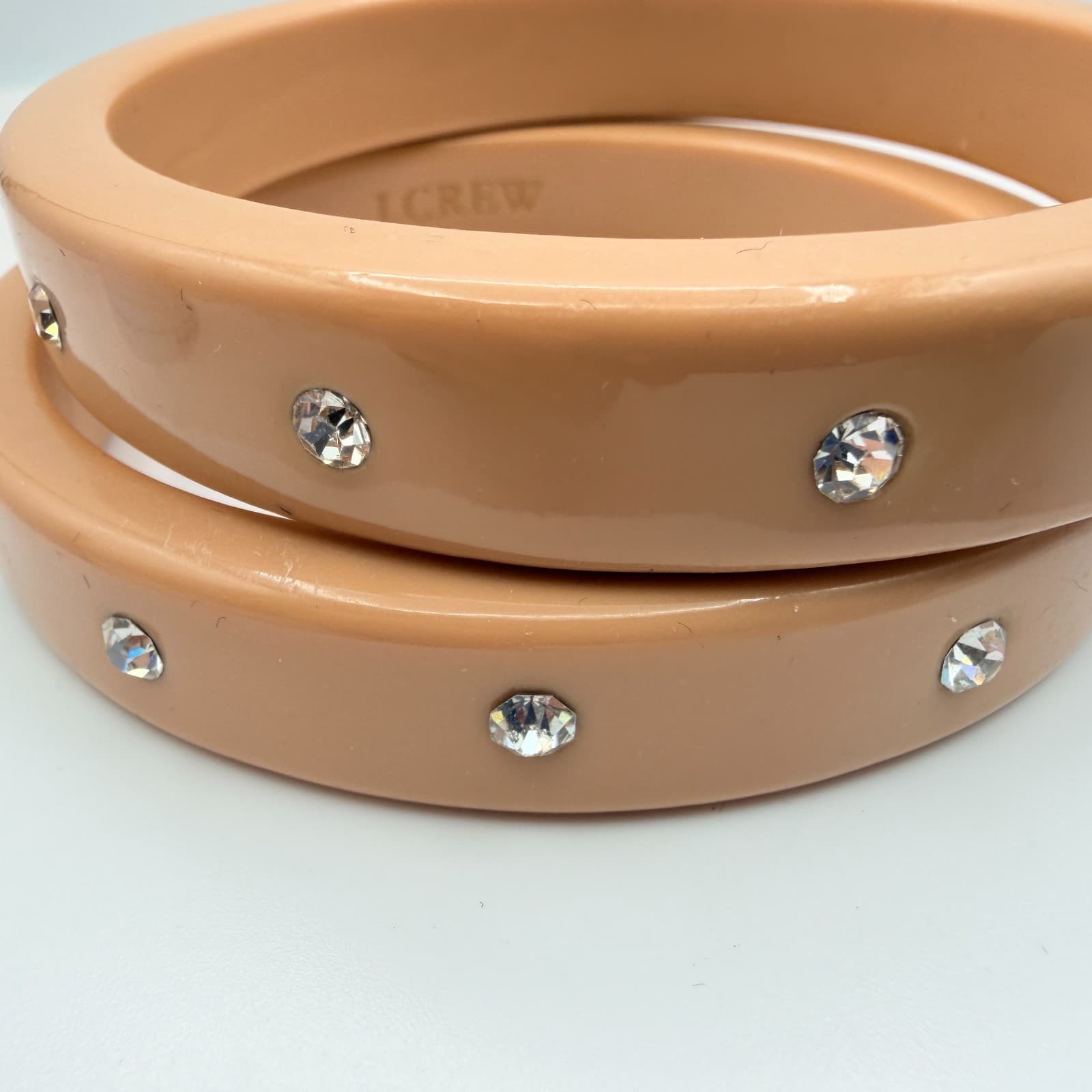 Vintage Y2K J.Crew Rhinestone Brown Bangle Bracelet Set Women's Classic Jewelry - Thumbnail 4