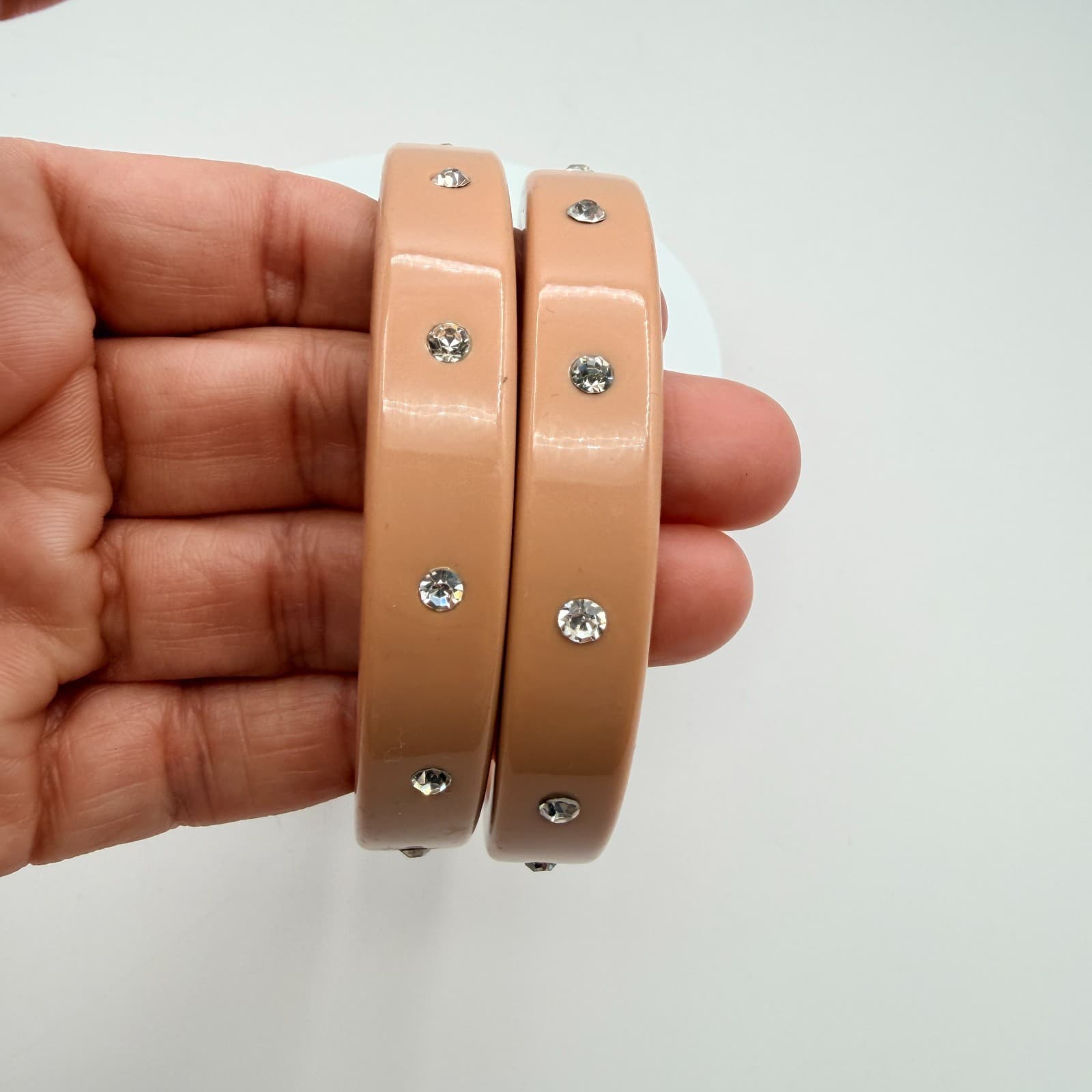 Vintage Y2K J.Crew Rhinestone Brown Bangle Bracelet Set Women's Classic Jewelry - Thumbnail 7