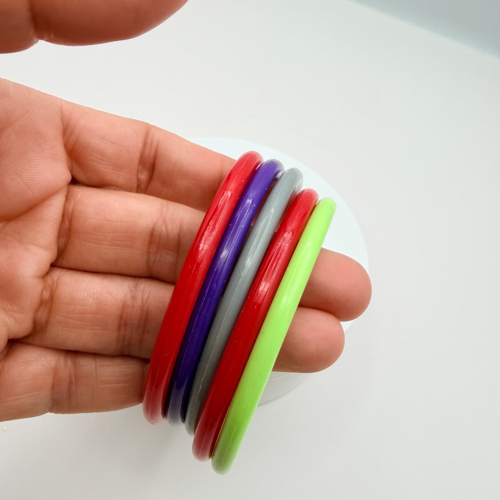 Vintage Y2K Plastic Acrylic Bangles Set Boho Women's Classic Fashion Jewelry - Thumbnail 8