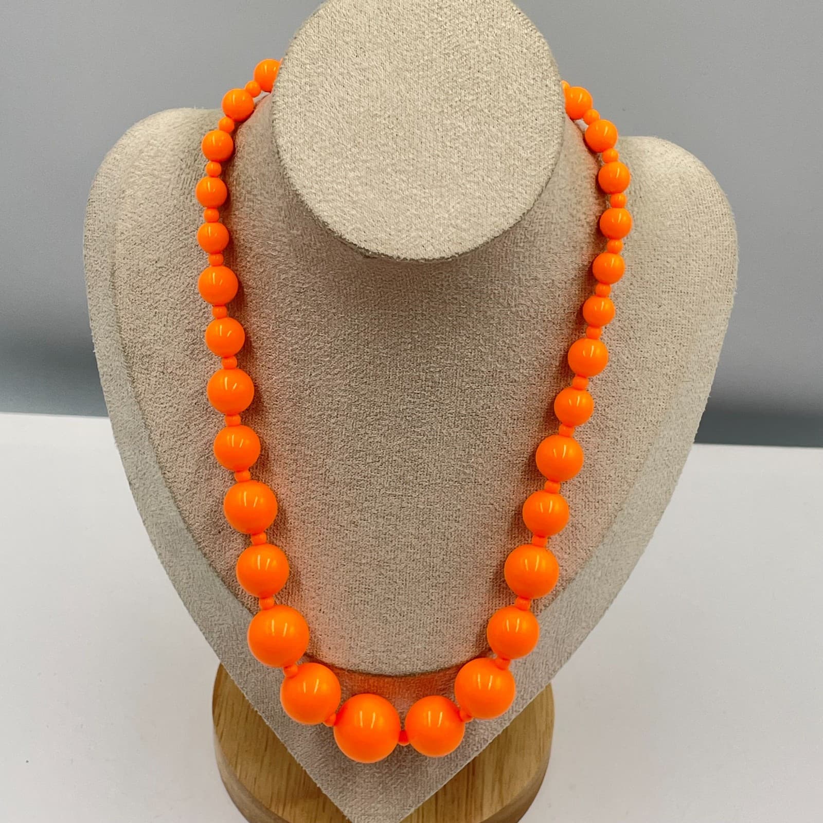 Claire's Silver-Tone Adjustable Neon Orange Graduated Beads Statement Necklace - Thumbnail 4