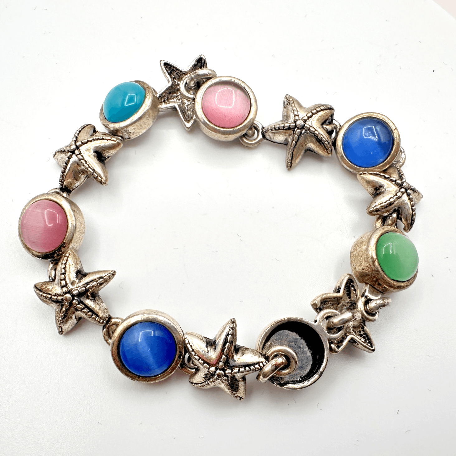 Vintage 90s Nautical Starfish Link Bracelet Women's Classic Fashion Jewelry - Image 1