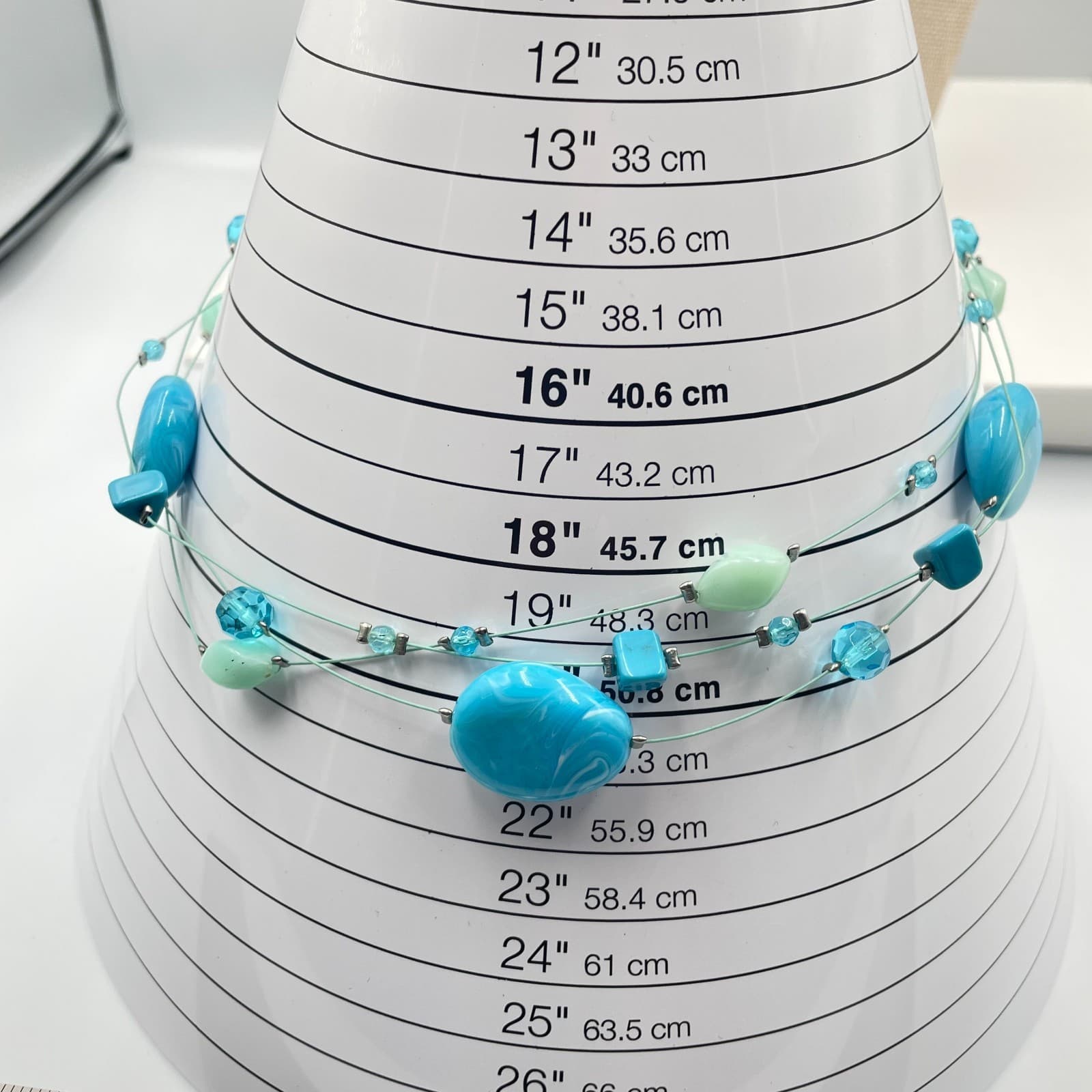 Lane Bryant Turquoise-Tone Beads Multi Strand Station Statement Lobster Necklace - Thumbnail 8