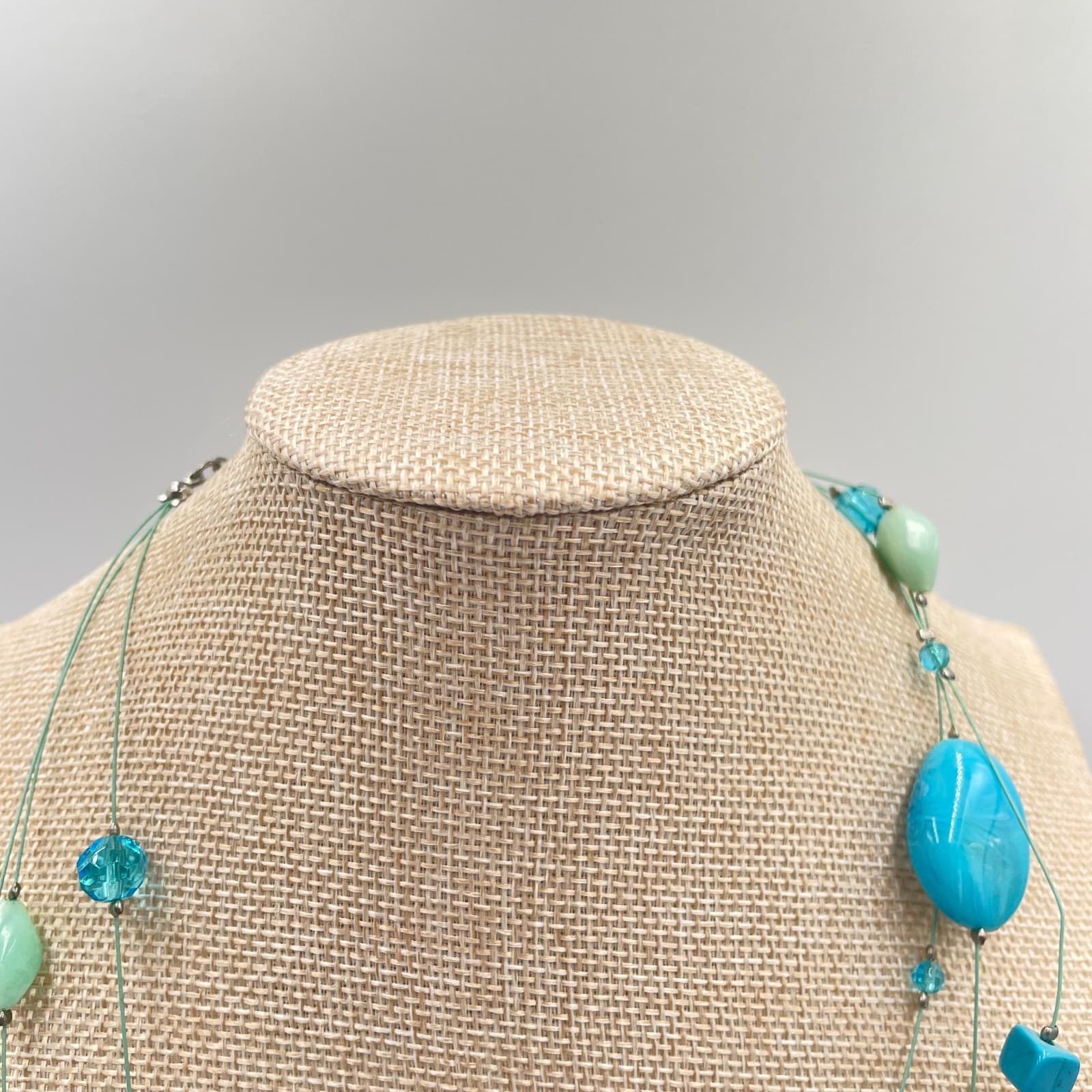 Lane Bryant Turquoise-Tone Beads Multi Strand Station Statement Lobster Necklace - Thumbnail 3