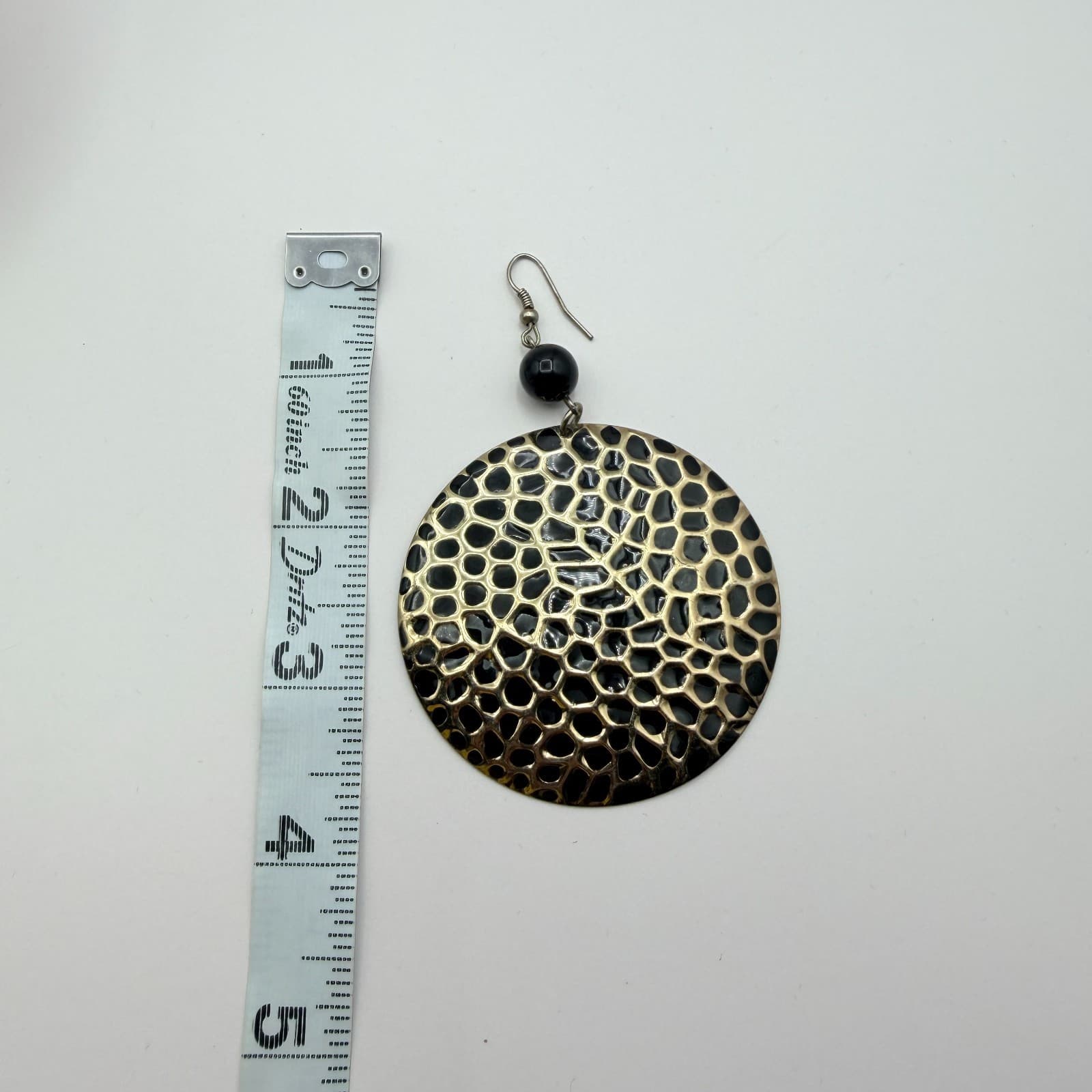 Vintage Y2K Gold Tone Hammered Disk Dangle Earrings Women's Classic Jewelry - Thumbnail 7