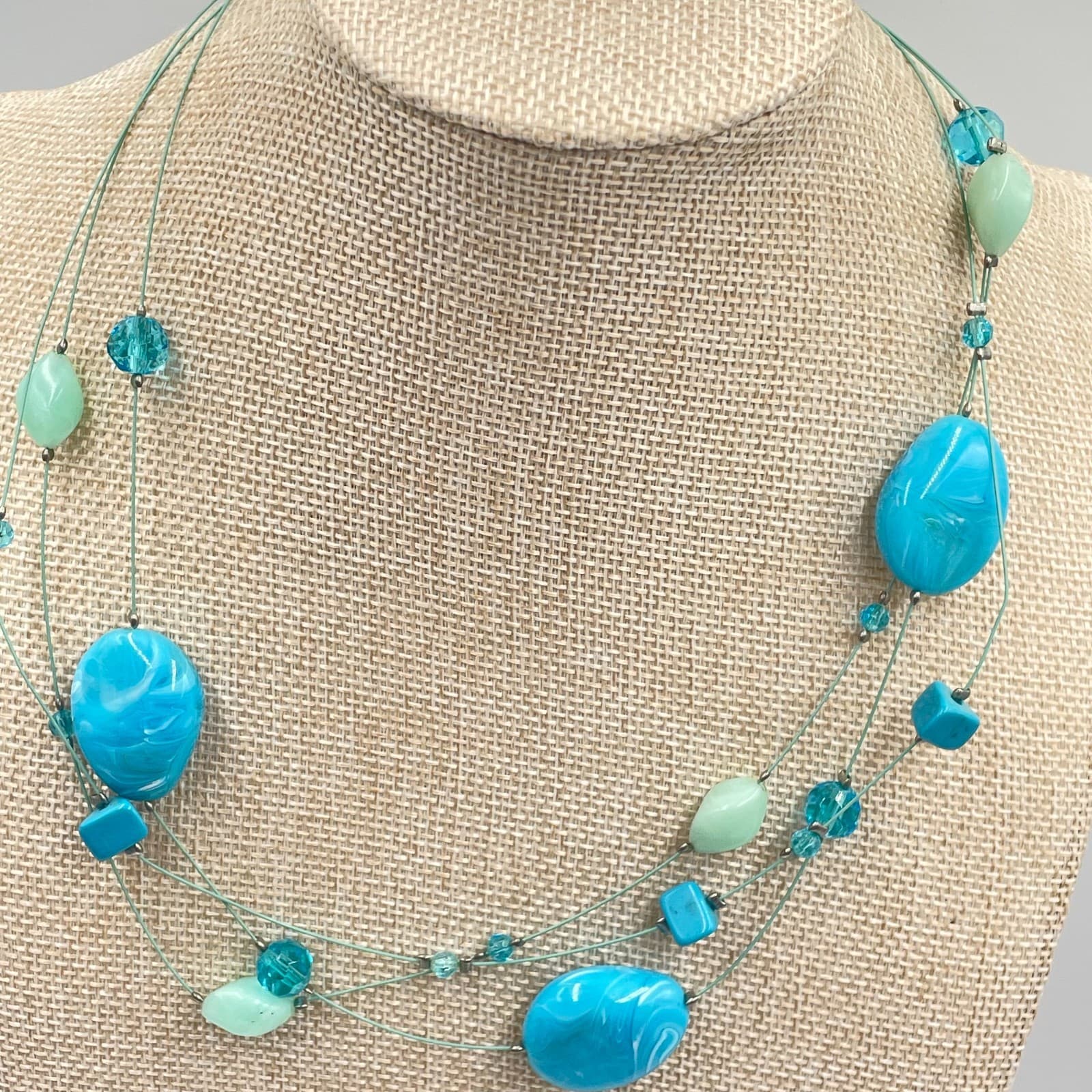 Lane Bryant Turquoise-Tone Beads Multi Strand Station Statement Lobster Necklace - Thumbnail 5
