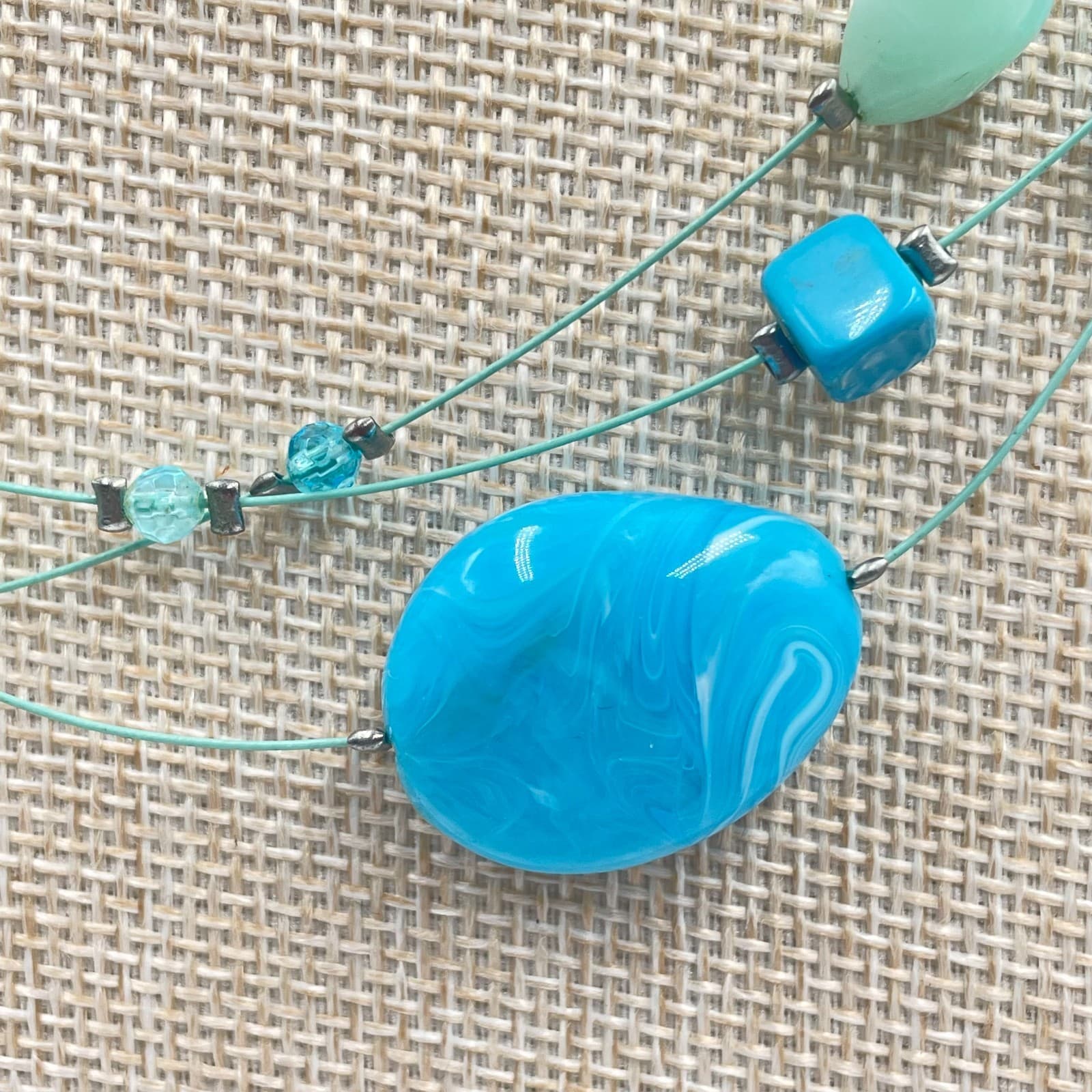 Lane Bryant Turquoise-Tone Beads Multi Strand Station Statement Lobster Necklace - Thumbnail 4