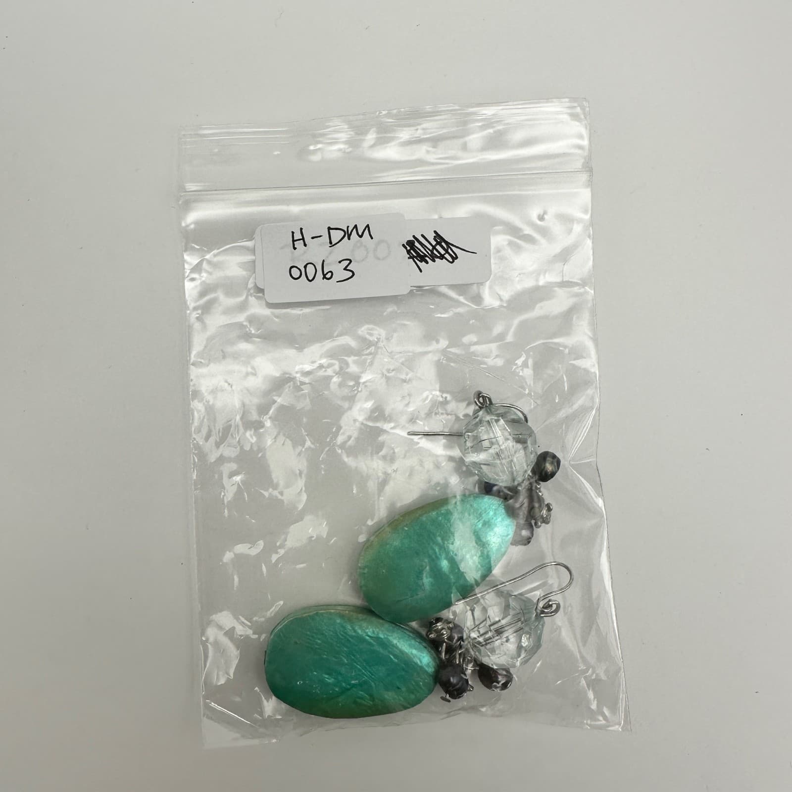 Vintage Y2K 90s Boho Earrings Green Drop Bead & Faux Pearl Crystal Hook Jewelry - Thumbnail 6