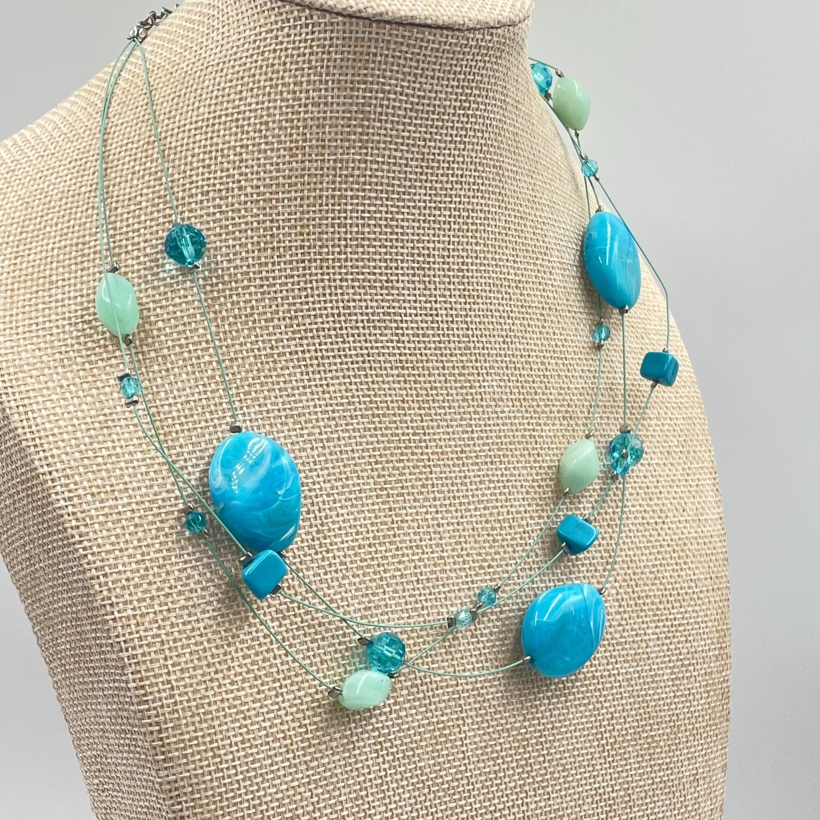 Lane Bryant Turquoise-Tone Beads Multi Strand Station Statement Lobster Necklace - Thumbnail 6