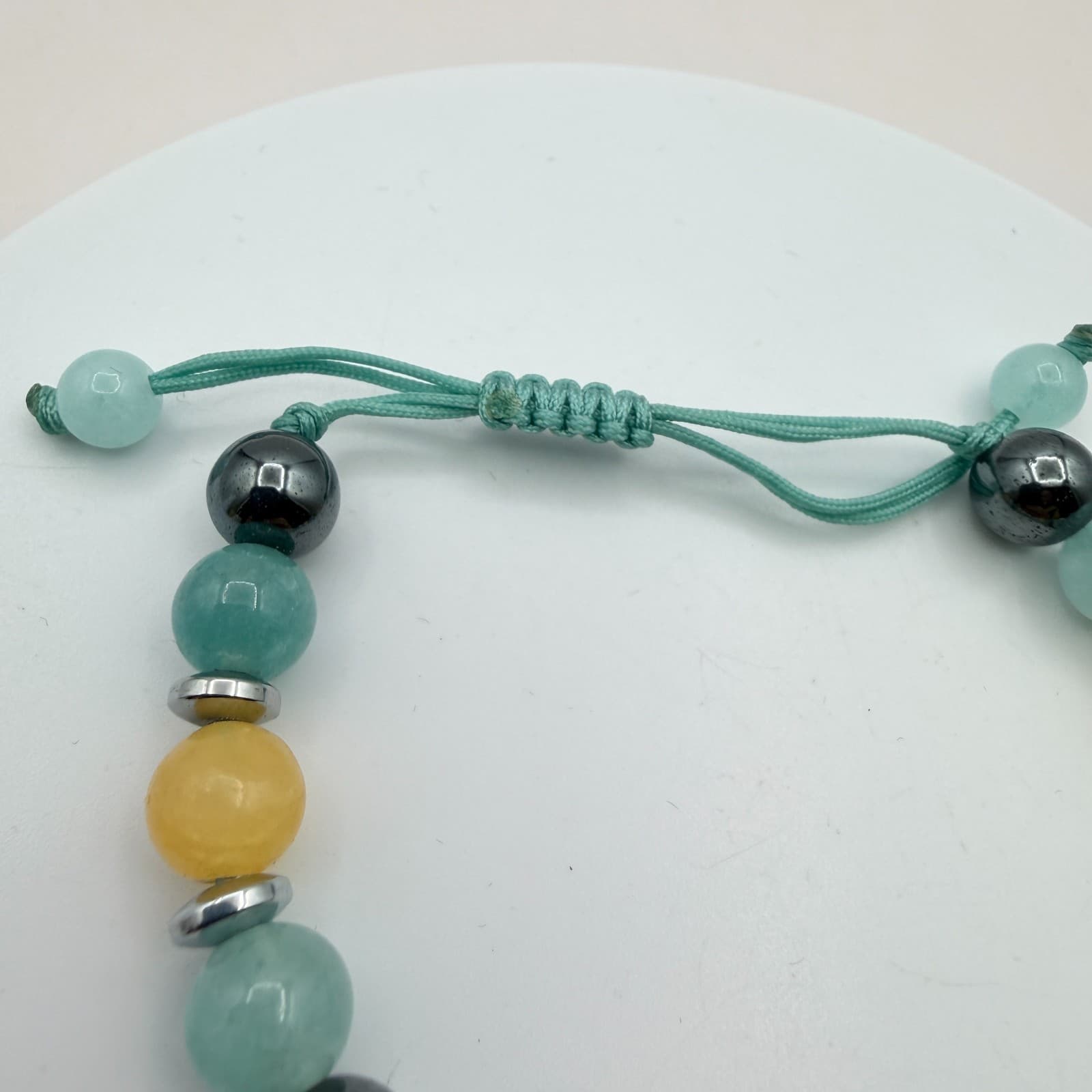 Vintage 90s Silver Tone Heart Charm Glass Beaded Bracelet Boho Fashion Jewelry - Thumbnail 5