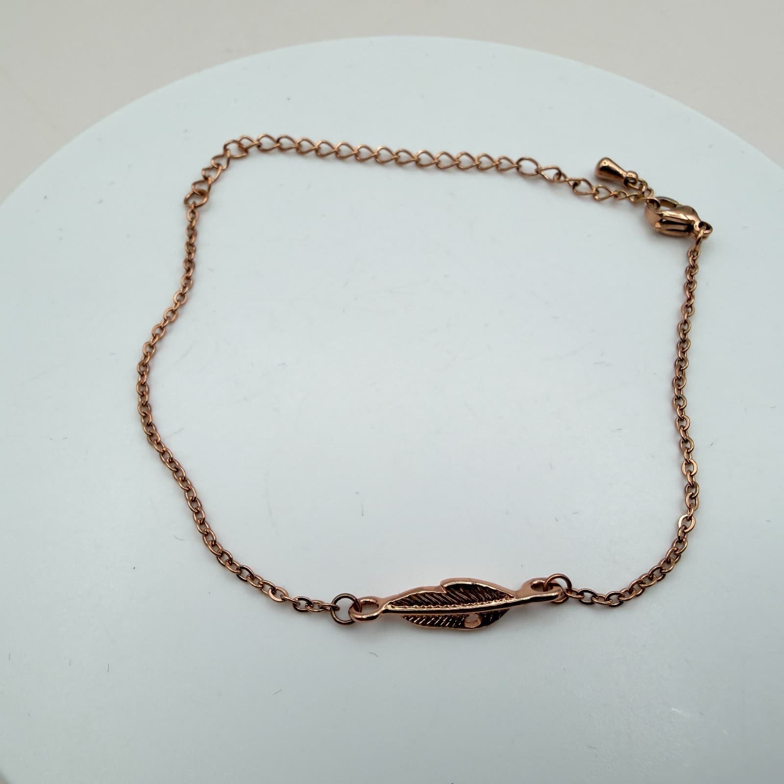 Vintage Y2K Rose Gold Tone Feather Bracelet Boho Women's Classic Jewelry - Thumbnail 2