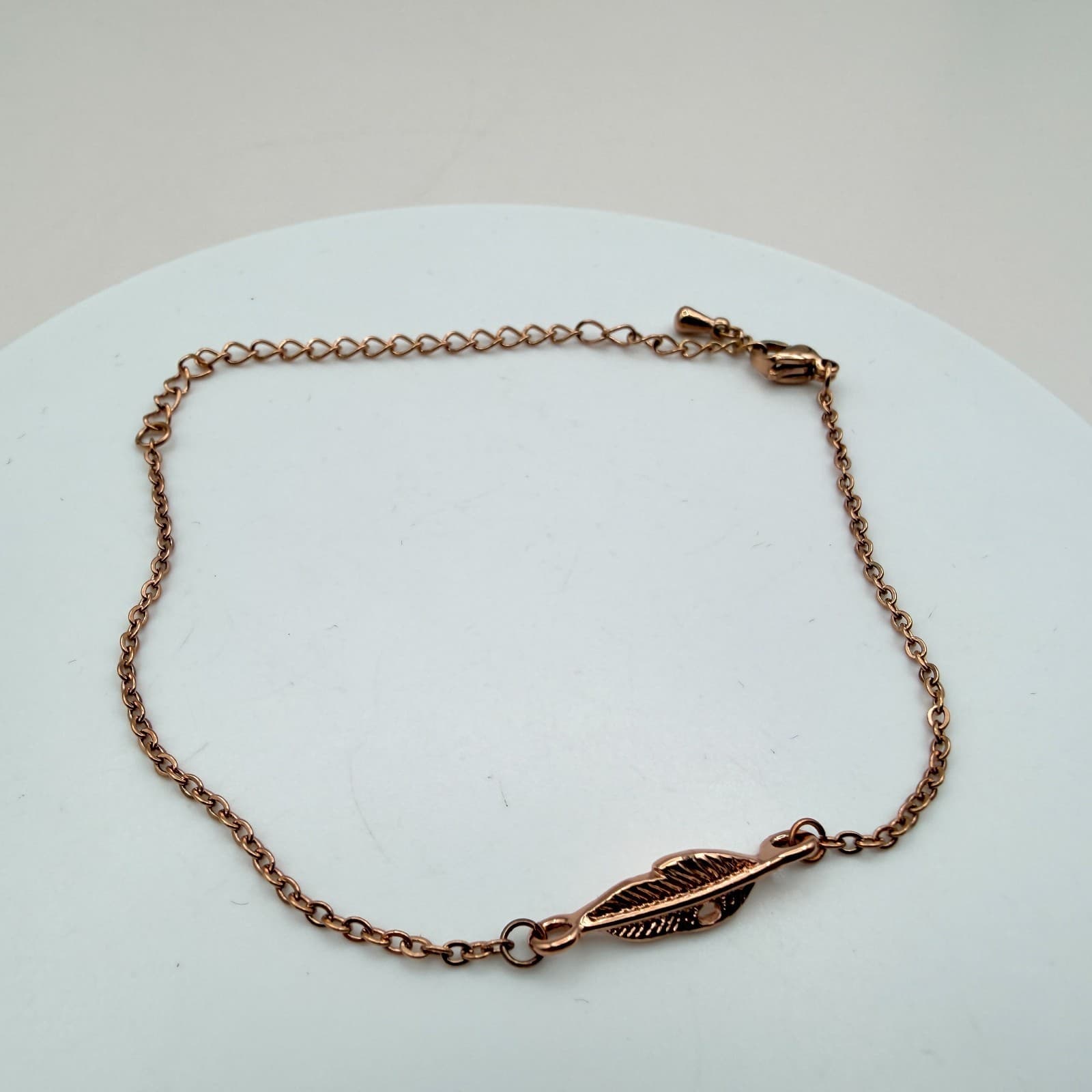 Vintage Y2K Rose Gold Tone Feather Bracelet Boho Women's Classic Jewelry - Thumbnail 5