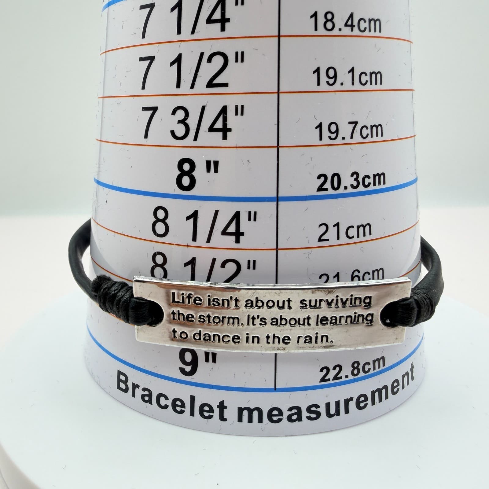 Vintage Y2K Silver Tone Leather Bracelet Inspirational Unisex Classic Jewelry - Thumbnail 9